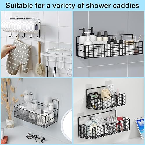 Miniatura 6 de vivinin Paquete de 15 soportes adhesivos de repuesto para regadera, adhesivo para estante de ducha sin taladrar, ganchos adhesivos para organizador
