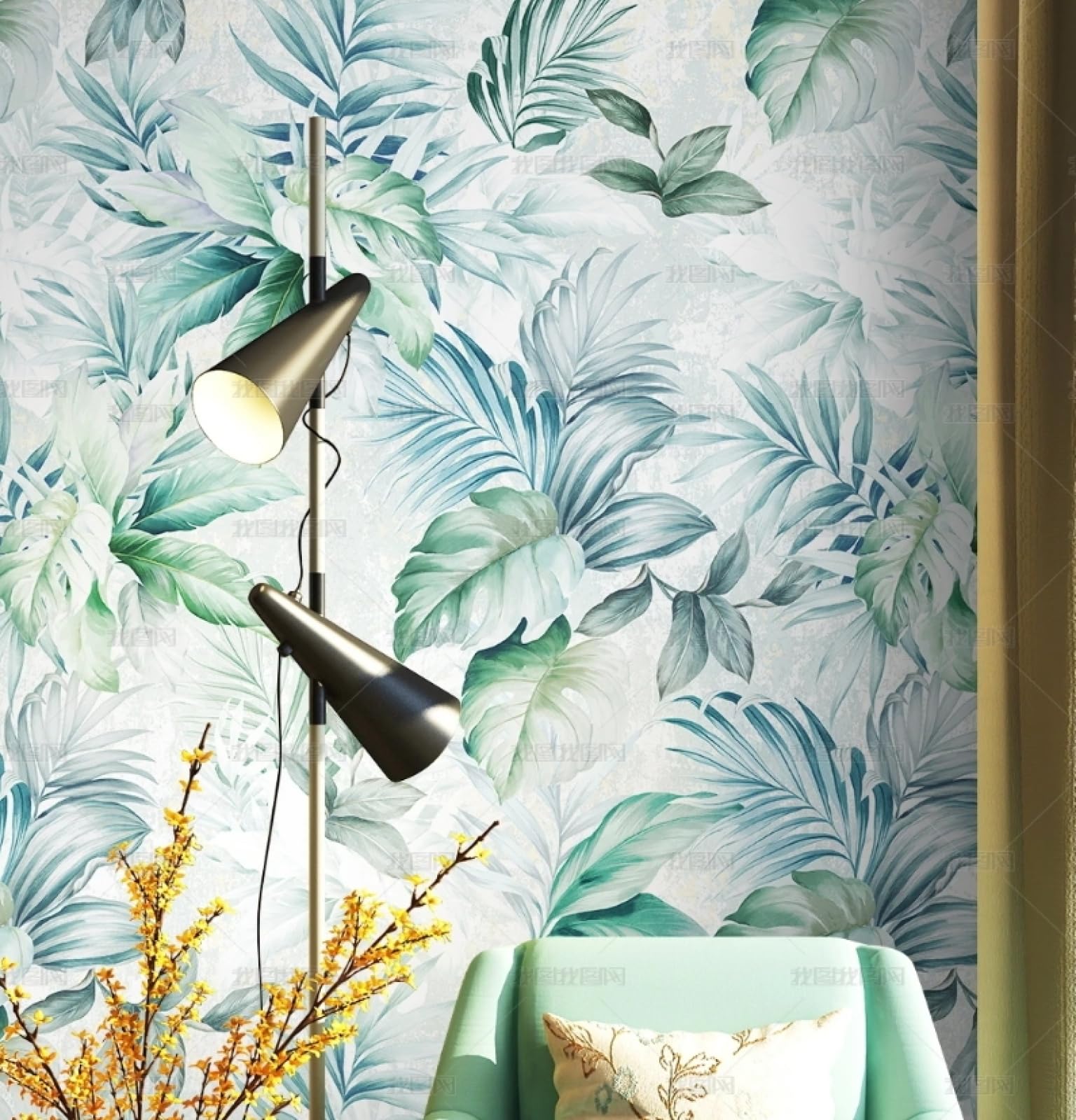 Papier peint autocollant plantes tropicales pour rénover une armoire sans peindre