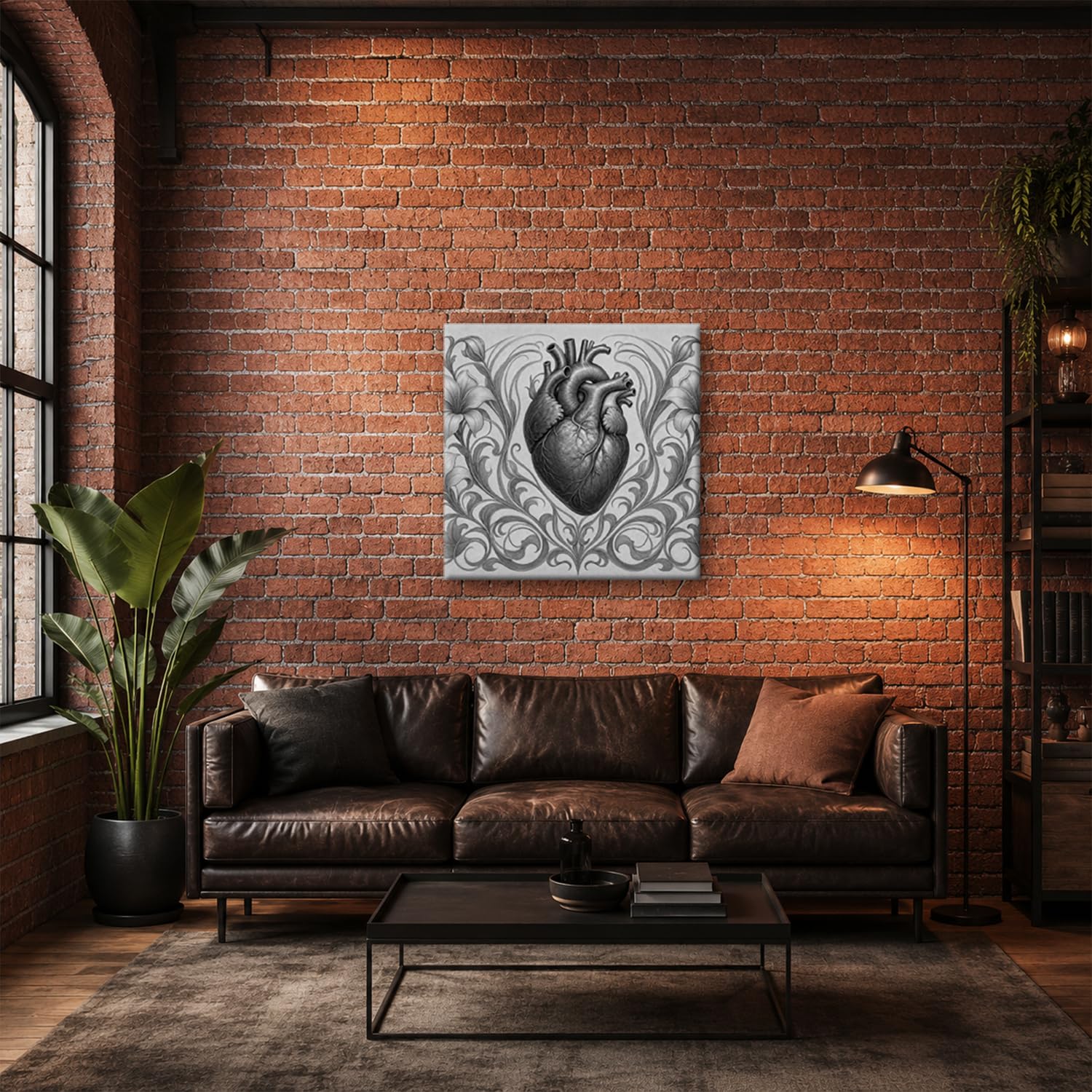 deyoli Obraz na płótnie serce otoczone kwitnącymi liliami 70 x 70 cm