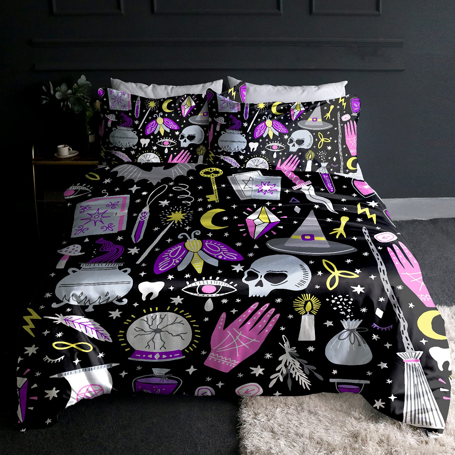 BlessLiving Halloween Witchcraft Silky Duvet Cover Set King — image 1