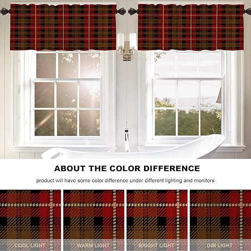 Miniatura 6 de BaoNews Cenefas de cocina tejidas a cuadros para ventanas, cortinas opacas de poliéster multicapa para cocina, dormitorio, 1 paquete de 52 x 18