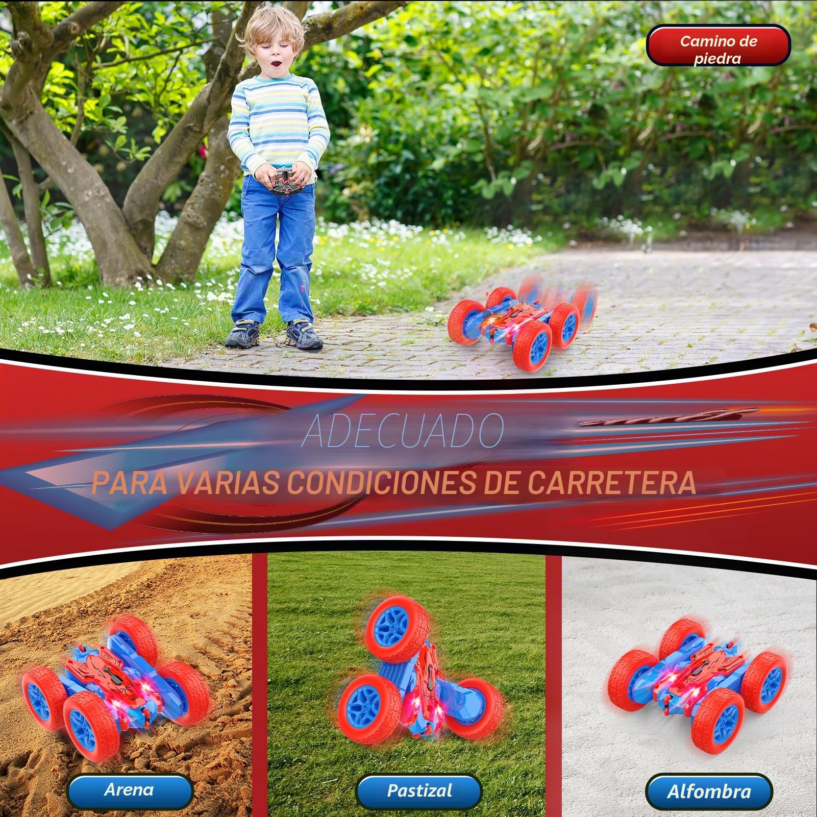 Dreamlandia Coche Teledirigido, Juguetes Niños 3-10 Años, Monster Truck Carro Telecomandado Criança 2.4Ghz con Luces, Regalo Niño 3 4 5 6 7 8 9 Años Cumpleaños