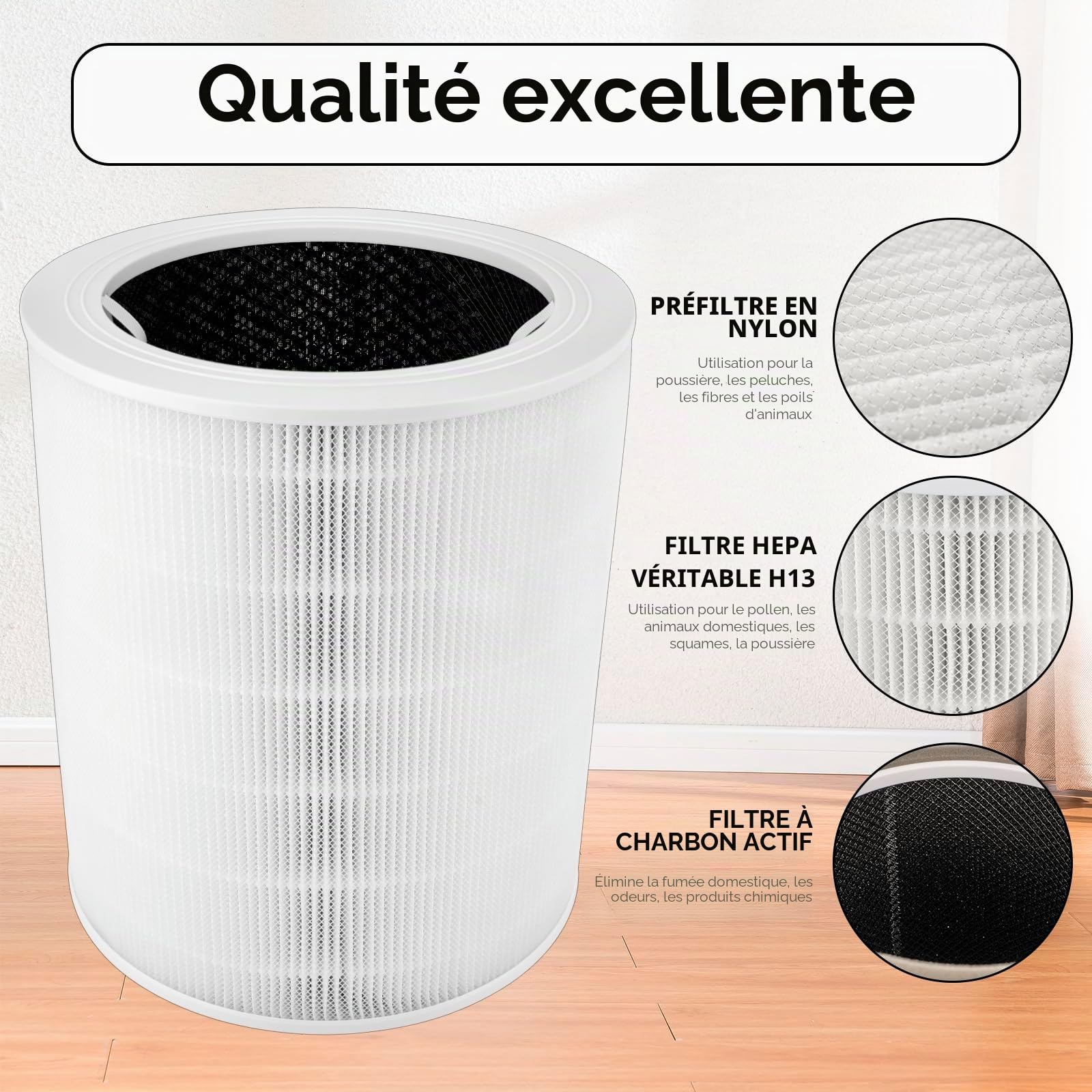 (2 Pièces) Core600S Filtres De Rechange pour Purificateur d'air LEVOIT Core 600S, LAP-C601S-WUS, Filtre HEPA Core 600S H13 True, Filtres 3 En 1 à Charbon Actif Core600S, Remplace #Core 600S-RF