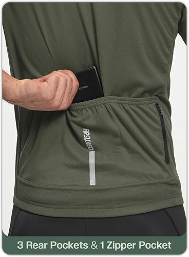 Miniatura 5 de ARSUXEO Camiseta de ciclismo para hombre, manga corta, ajustada, para bicicleta, bicicleta, para carretera, grava y bicicleta de montaña