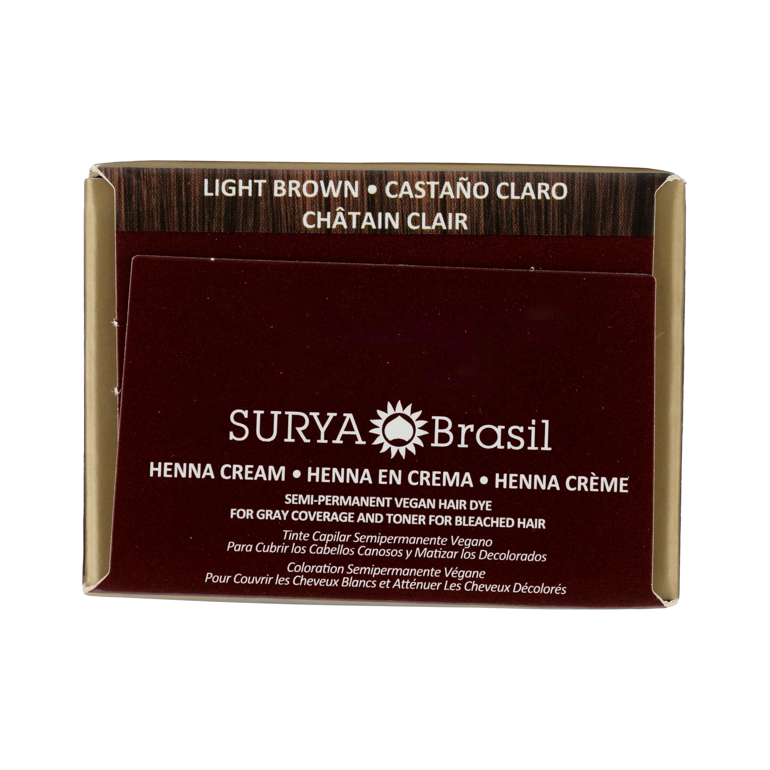 Surya Brasil Light Brown Natural Henna Cream Hair Color Treatment for Gray Hair Coverage, Deep Conditioning Semi Permanent Hair Dye, 2.37 oz / 70 ml