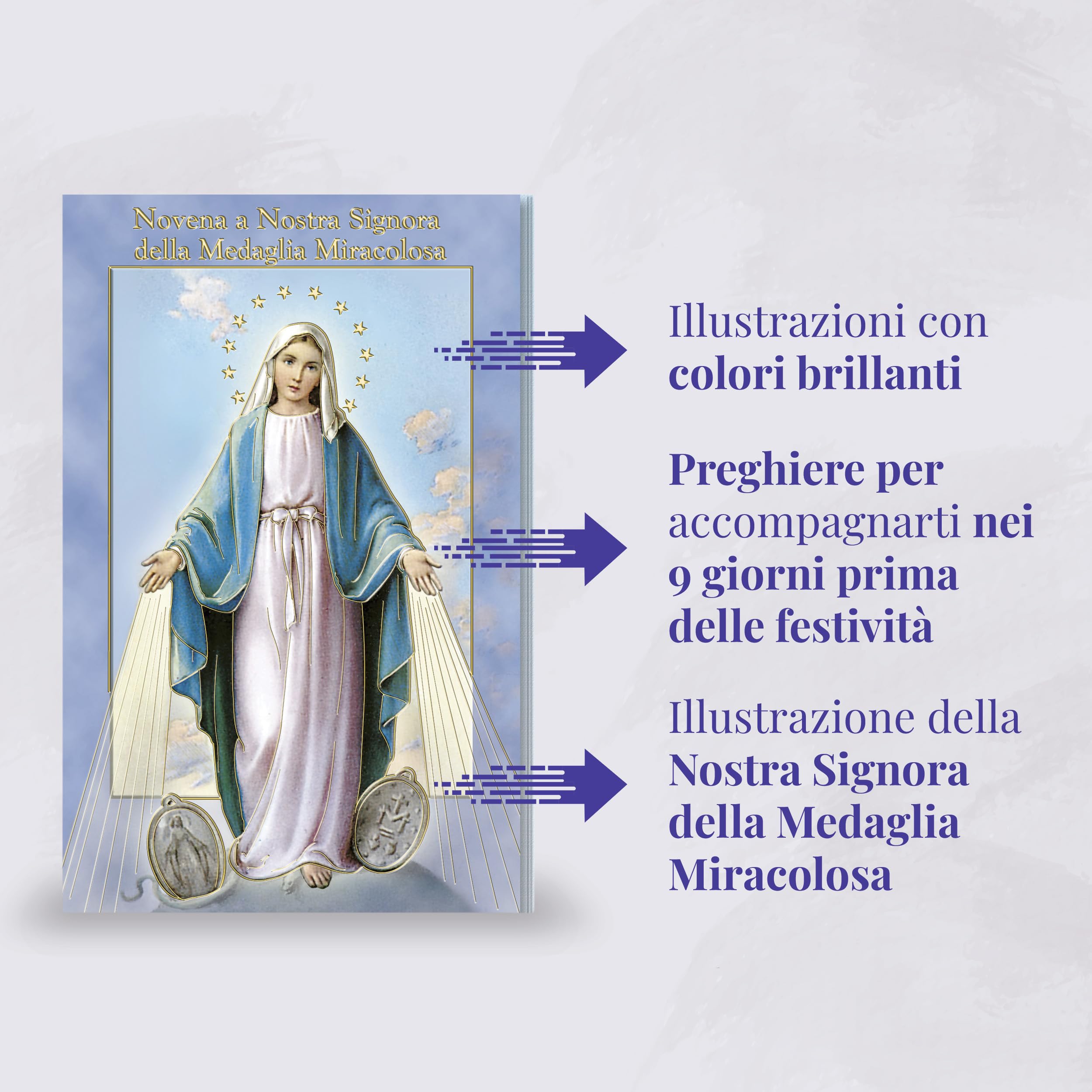 FRATELLI BONELLA Novena a Nostra Signora della Medaglia Miracolosa con Illustrazioni a Colori e Rosario in Vetro - Opuscolo 24 Pagine