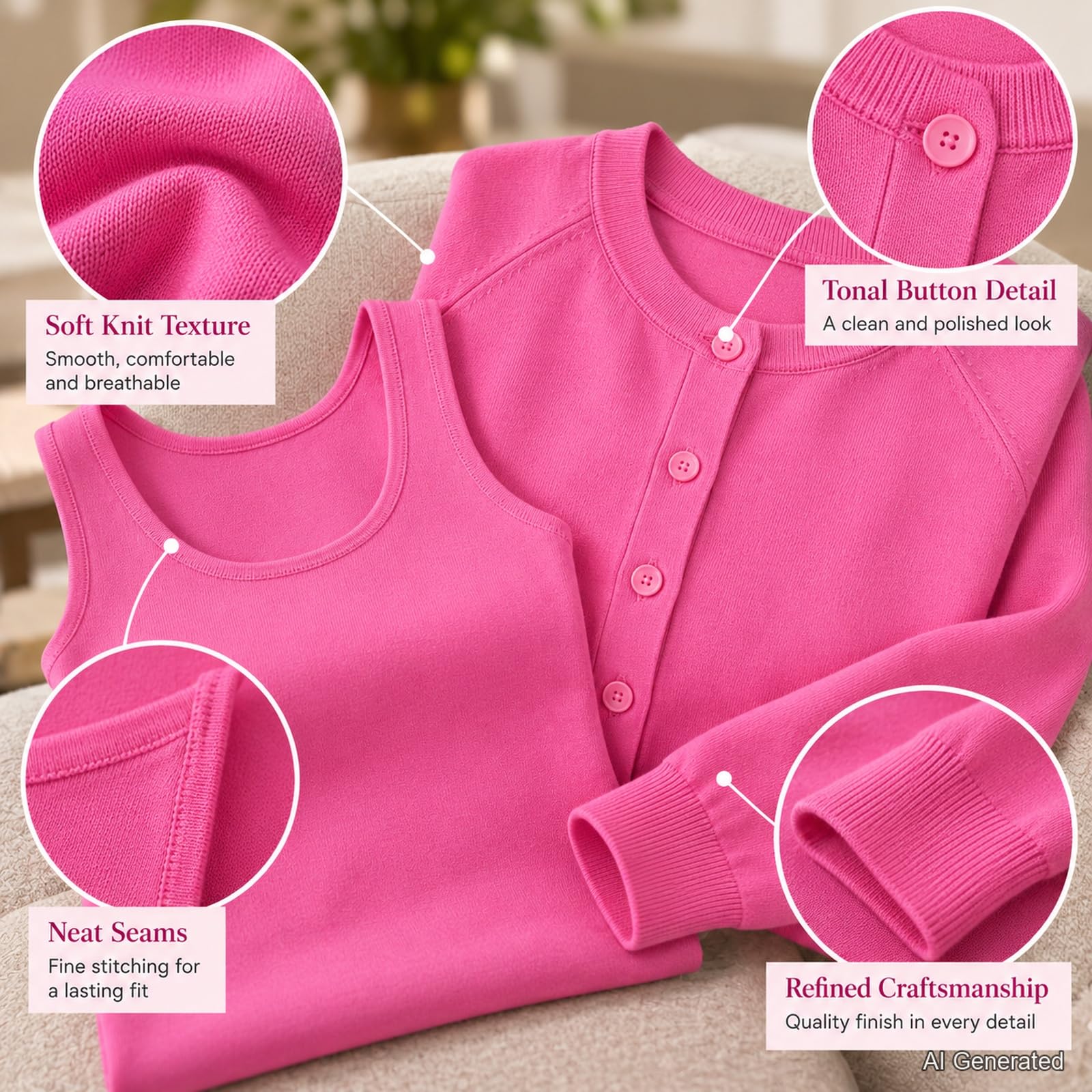 Womens Two Piece Dress Set Sleeveless Dress with Matching Cardigan