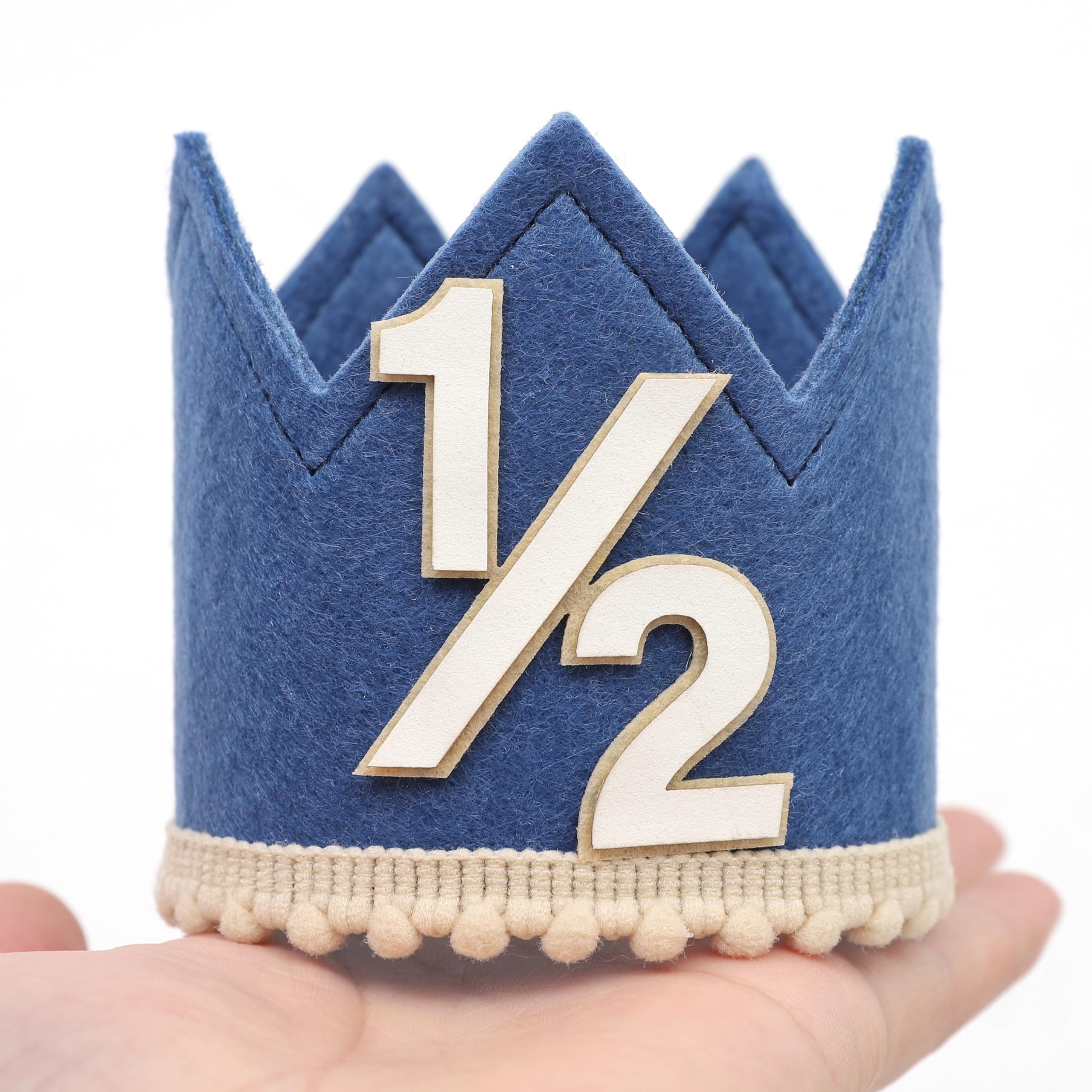 Half Birthday Decoration for Baby Girl, 6 Months Birthday Decoration with 1/2 Birthday Cap, Half Birthday Cap for Cake Smash Photos and Milestone Celebrations, Blue Party Accessory-image-36