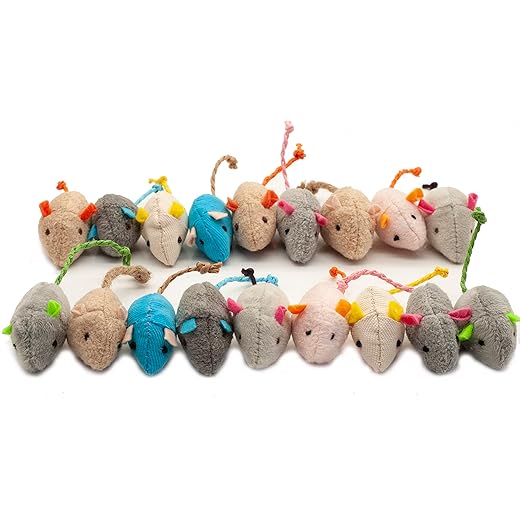 Fashion's Talk Cat Mice Toy 18-Pack Plush Catnip-Filled Mice Toys for Indoor Cats - Realistic Design, 9 Assorted Colors, 2 of Each, Value Pack