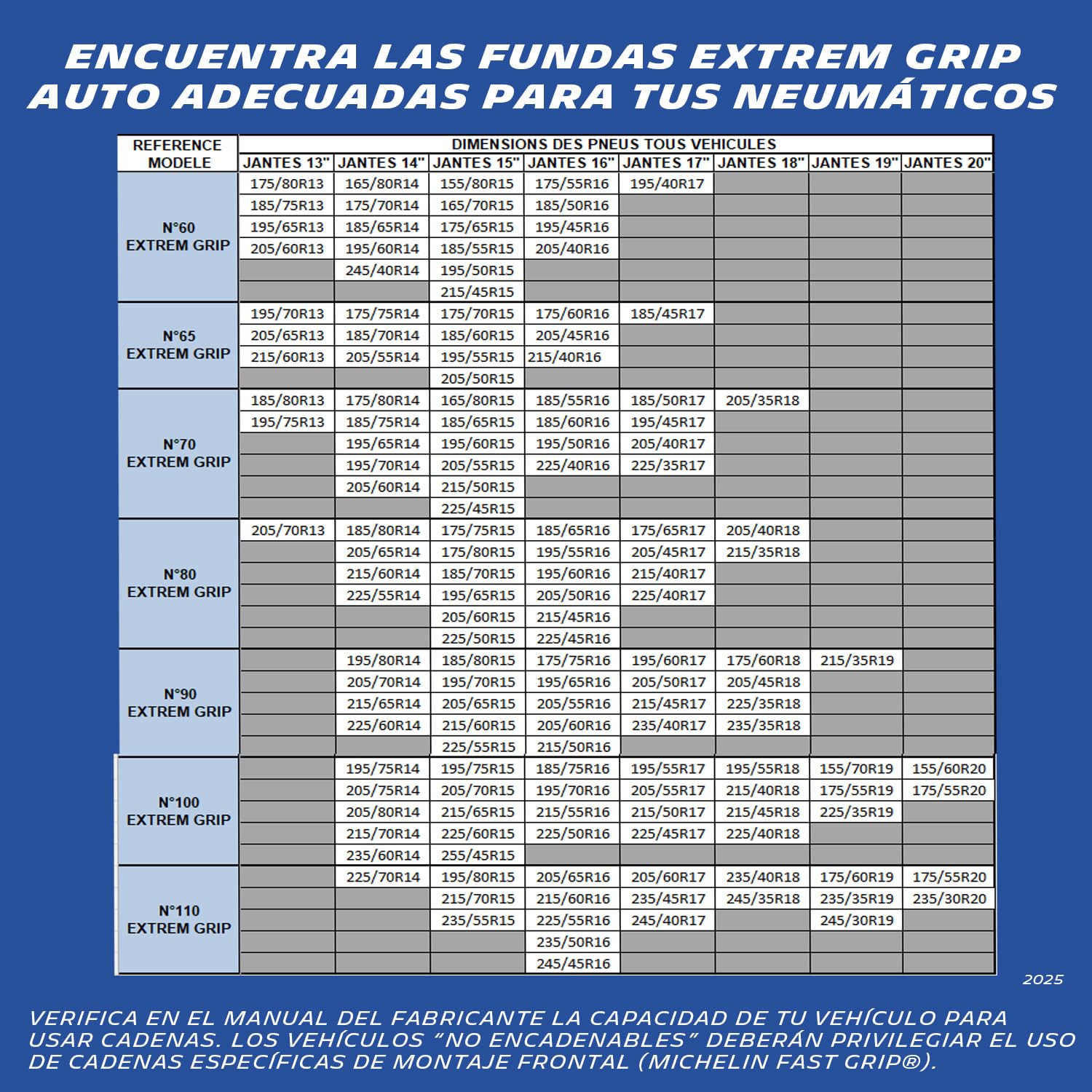 MICHELIN 008428 EXTREM GRIP Cadenas de nieve metálicas manuales, N°80