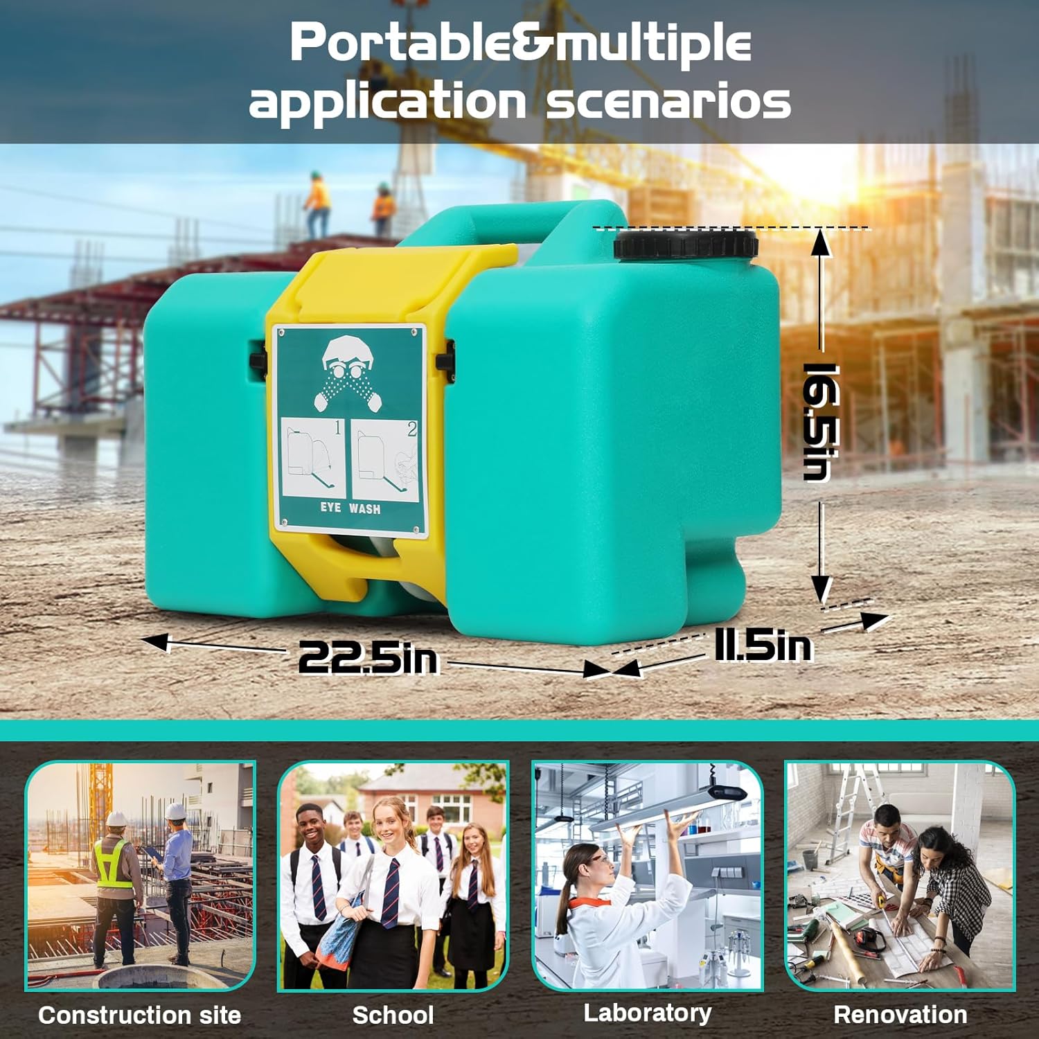 Magula 9 Gallon Portable Eye Wash Station OSHA-Approved,Wall Mounted Emergency Eyewash Station with Dual Spray,Ansi Certified First Aid Eye Wash Units,15 Minutes Eye Washing Station