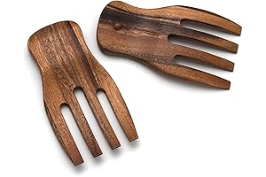 Lipper International Acacia Salad Tongs, 3.75" x 7" x 1.88"