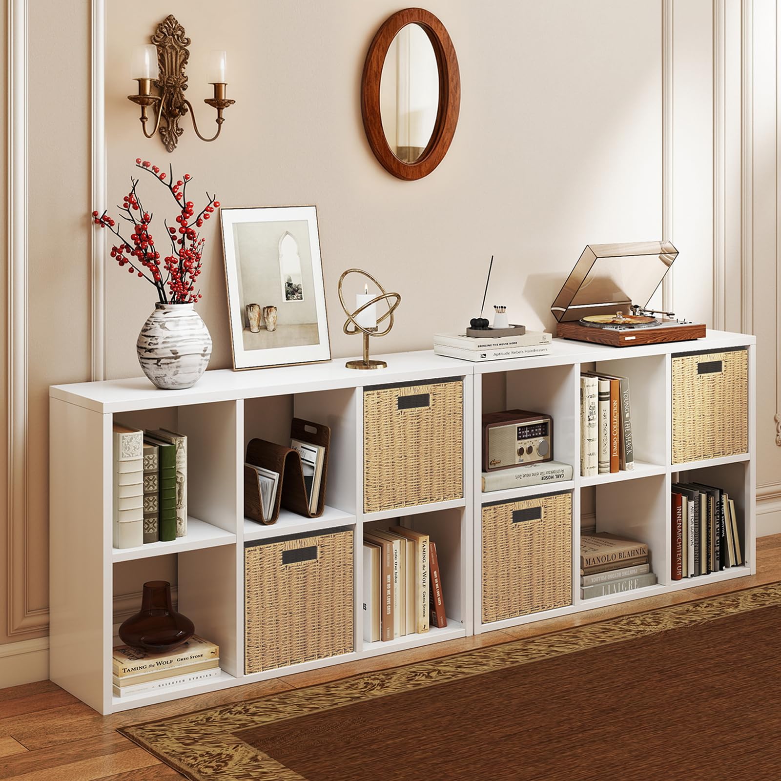 White Metal 6 - Cell Organizer, Multi - Functional 6 Cubbies Cabinet for Storage Solution,Heavy-Duty 6 Cubes Bookshelf, six Cube Storage Organizer(