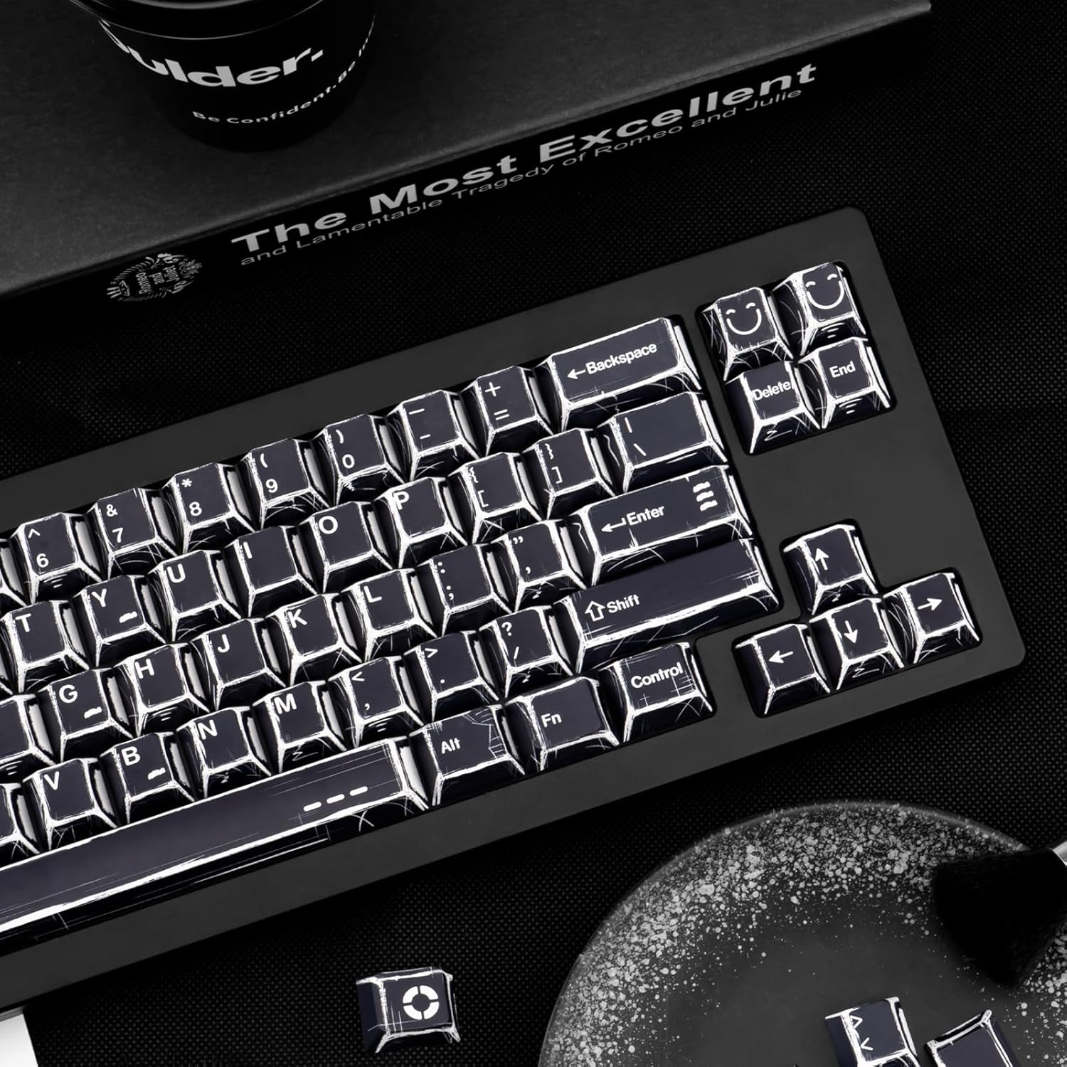 PBT Keycaps 136 Keys Manga Theme Custom Keycaps Set, Cherry Profile Dye-Sublimation Black Key Caps for 61/64/68/84/87/100/104/108 Cherry Gateron MX Switches Mechanical Keyboard