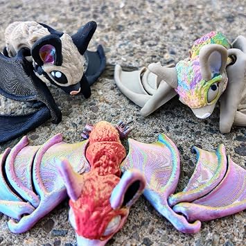 7 Tiny Bat Articulating Fidget - Halloween-Themed Decor - Desktop Fidget - Joints Articulate - ADHD, Stress, Anxiety Relief