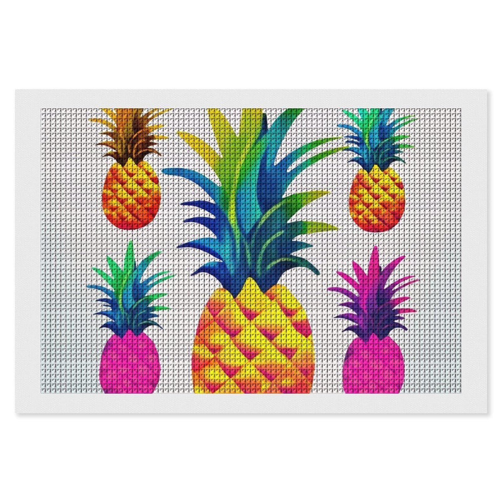 Colorful Pineapple Diamond Art Kits for Adults, DIY 5D Diamonds Painting Kits for Beginner, Round Full Drill Diamond Dots Painting, 8"x12" Diamonds Pictures Gem Art and Crafts Wall Decor