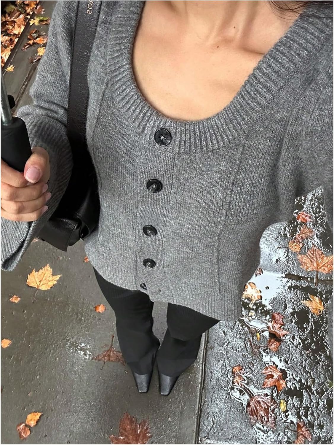 SOLY HUX Women's Button Down Cardigan Sweater Scoop Neck Long Sleeve Knit Cardigans - Image 3