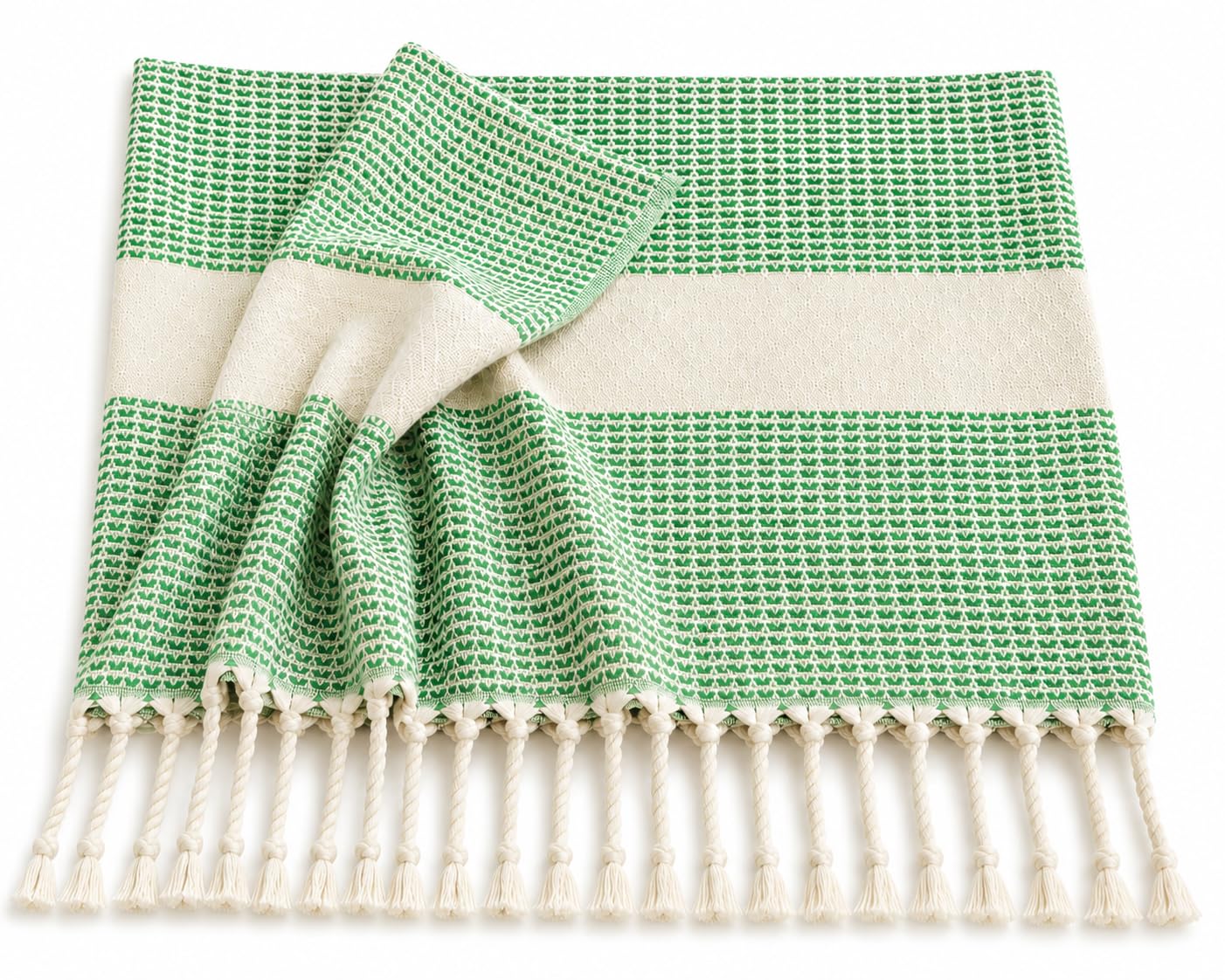 Babila Turkish Hammam Peshtemal Towel | Lightweight & Quick-Drying & Absorbent | Turkish Travel, Spa & Beach Towel | Soft, Compact & Versatile | Green, 100 x 180cm