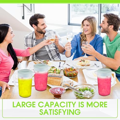 Miniatura 4 de Uiifan 4 jarras de agua de plástico con tapa, boquilla de 1 galón y asa, jarra de jugo de plástico para refrigerador, jarra de agua de plástico para