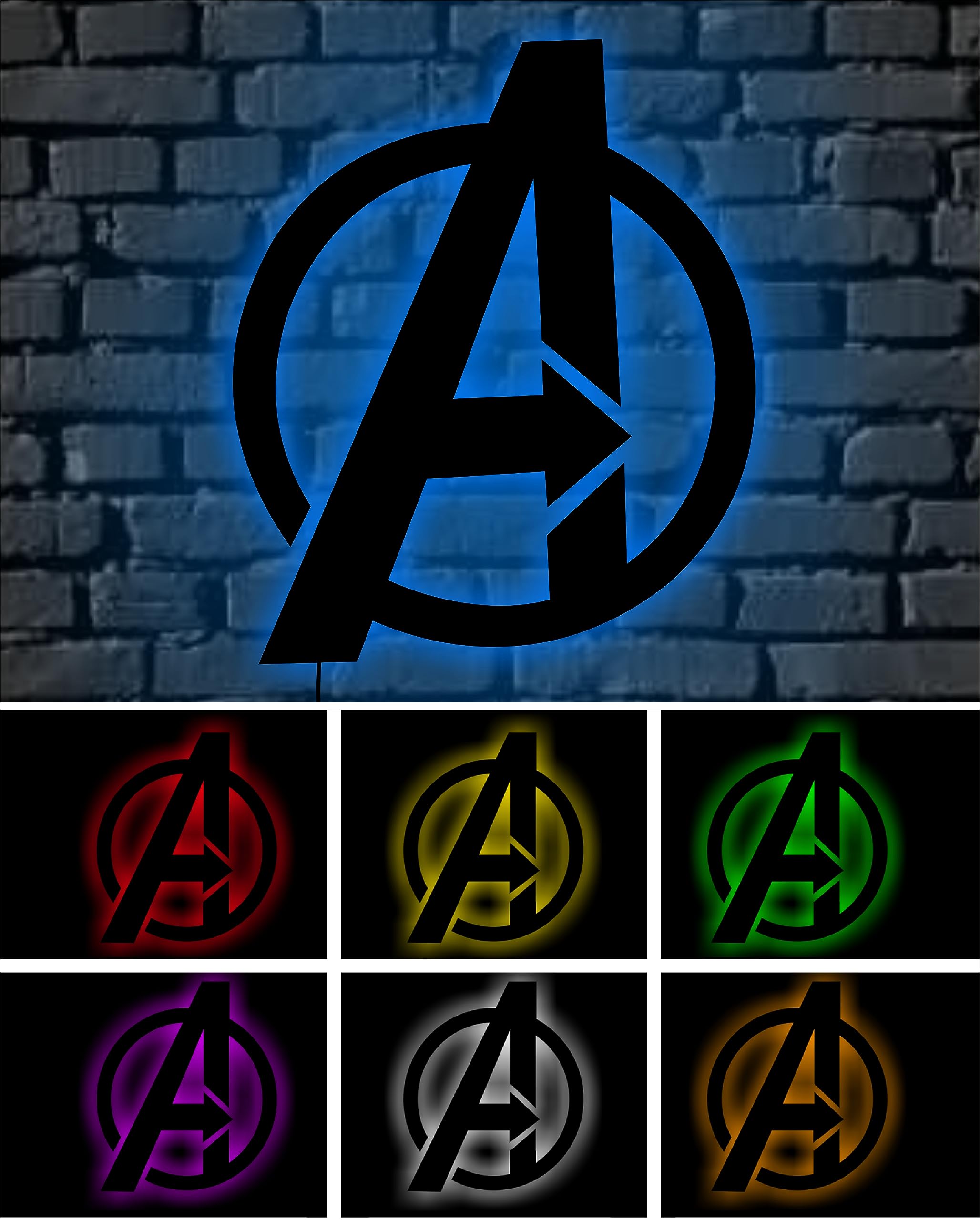 AD INFINITUM ® 16 Colors LED Wall Lamp with Mobile App Control, Comic Lover, Bat Cave, Night Lamp, for Gift, Kids Room, Gaming Setup, Gaming Room, Man Cave. (Avengers -16 Colors)
