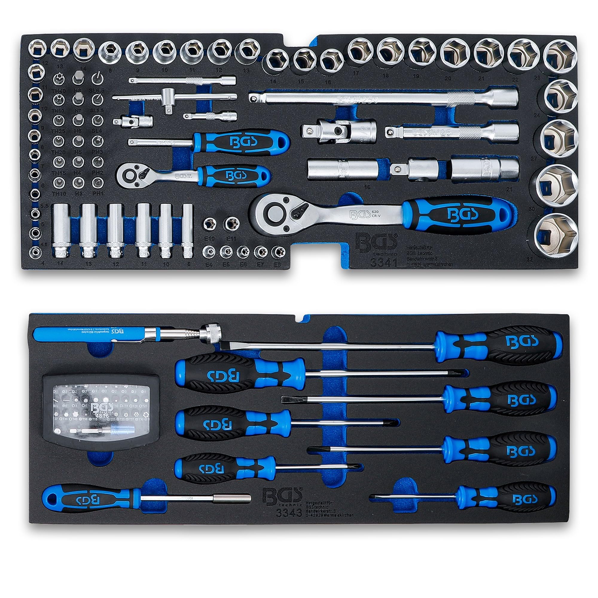 BGS 3318 | Caisse à outils métallique | 3 tiroirs | avec 143 outils