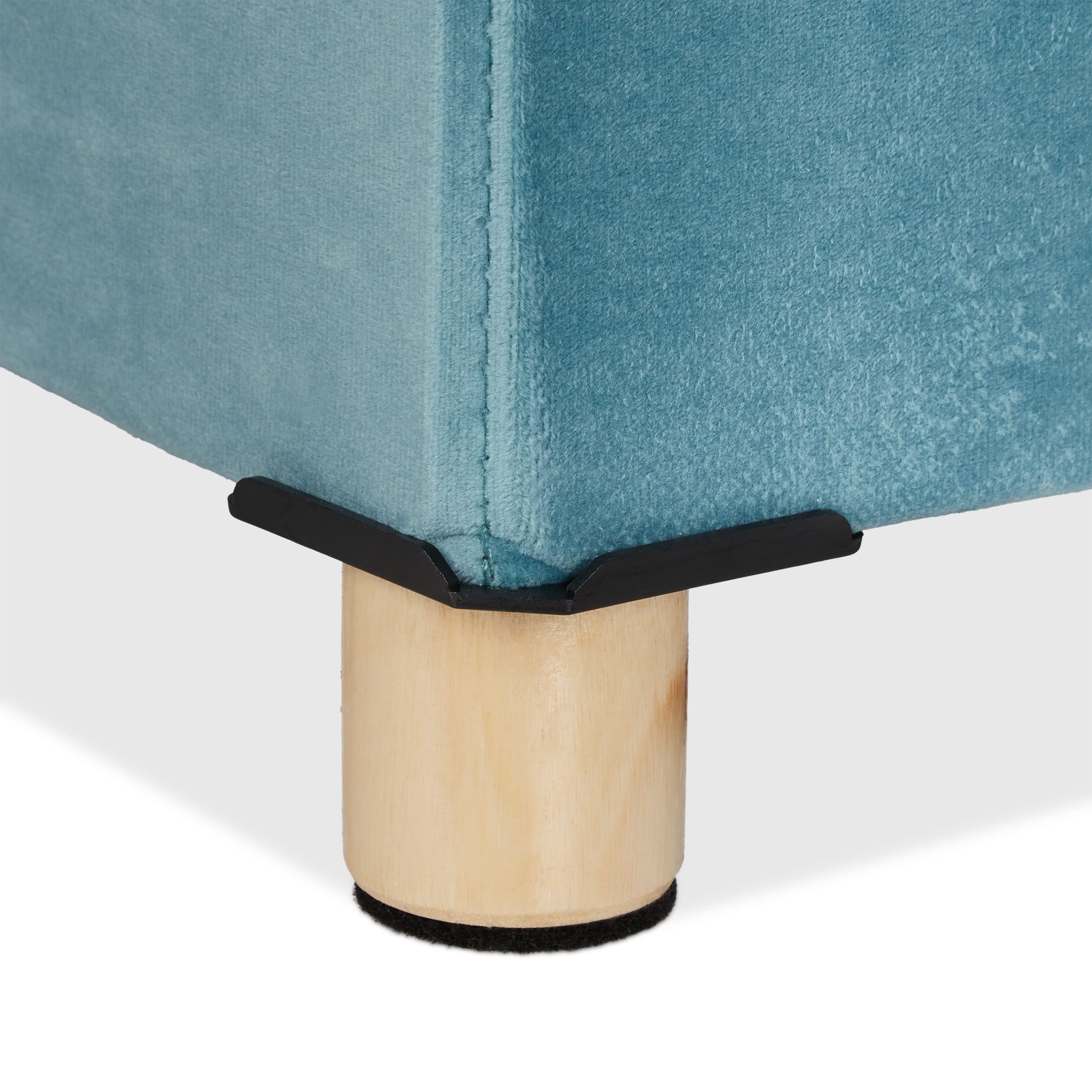 Relaxdays Pouf con Contenitore Vassoio, HxLxP: 34x76x38 cm, Sgabello Portaoggetti Salvaspazio, Panca, Velluto, Turchese