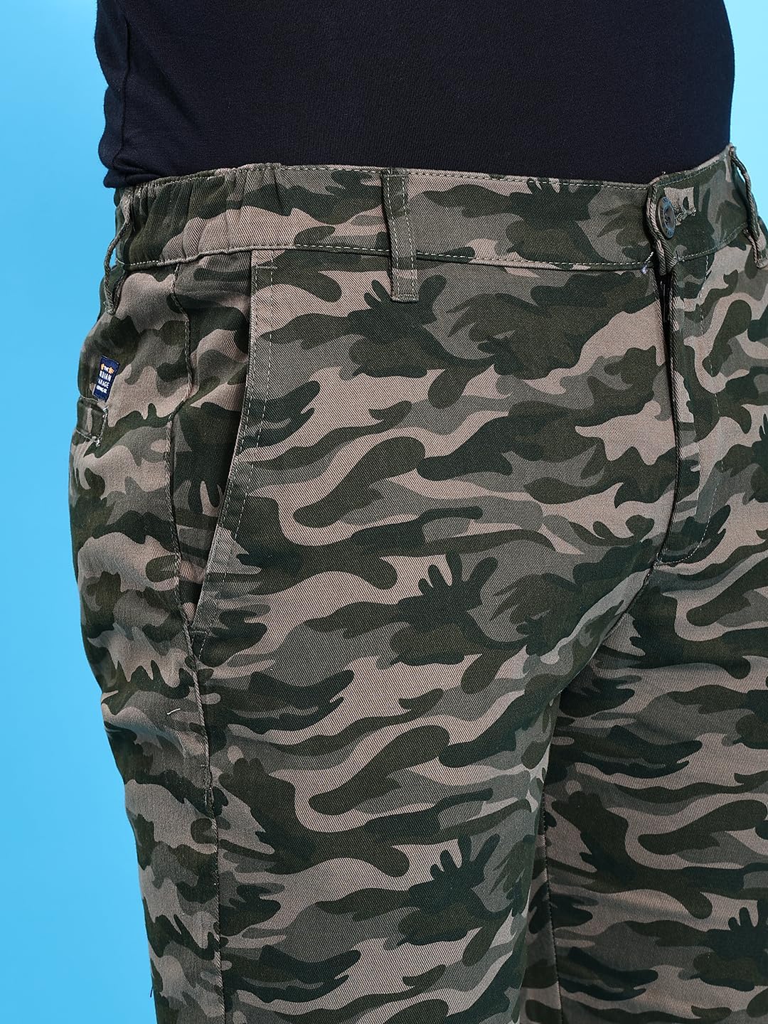 The Indian Garage Co Men's Slim Fit Short Abstract Print Mid Waist