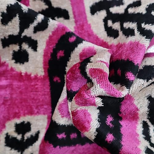 Miniatura 2 de Almohada decorativa hecha a mano con funda de cojín rellena de plumón, color rosa oscuro geométrico, funda de cojín lumbar de seda de terciopelo