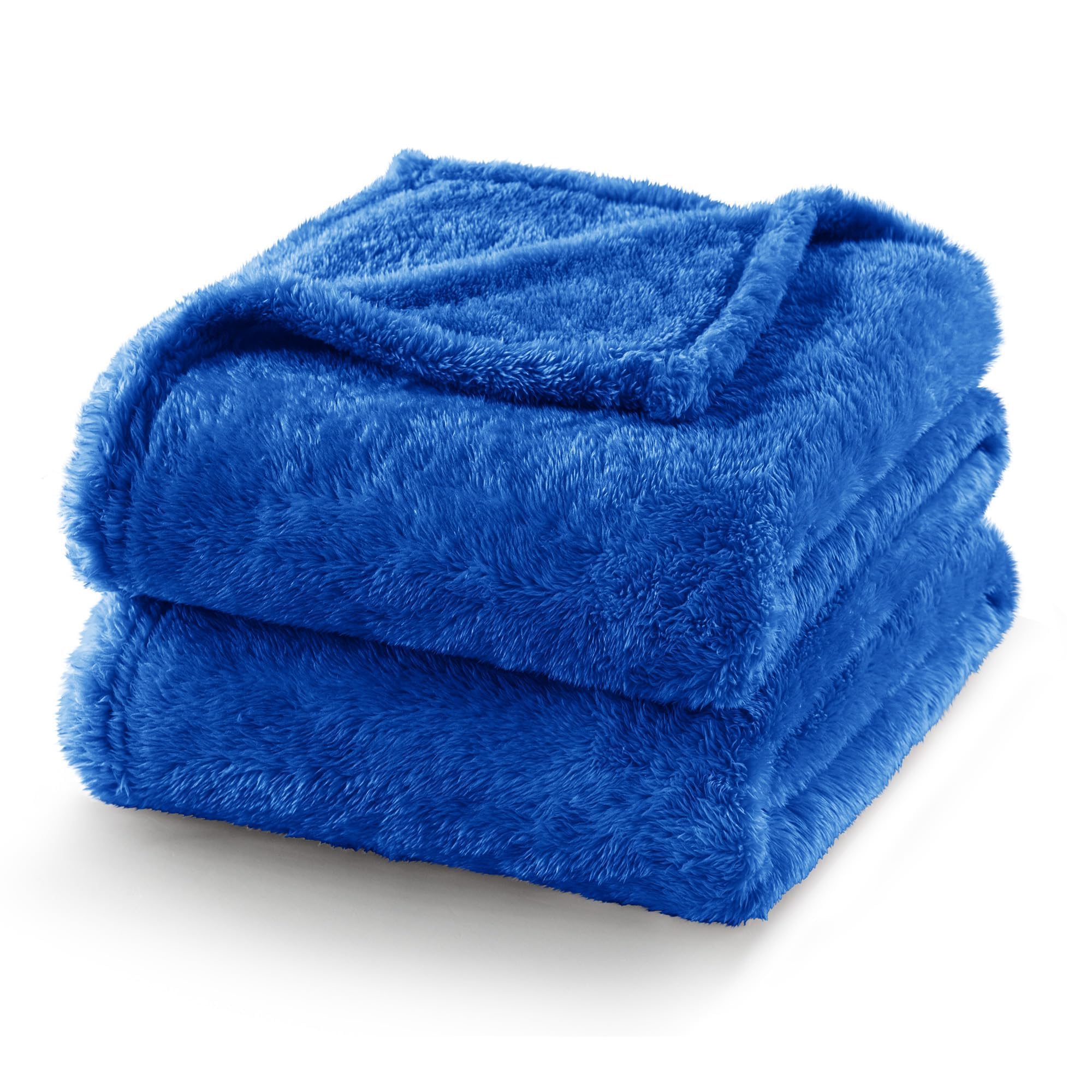 Exclusivo Mezcla Fuzzy Plush Fleece Bed Blanket King Size, Cobalt Blue | 104x90 Inches, Super Soft and Cozy Bed Blanket, Fluffy Decorative Bedding for Livingroom, Bedroom, All Season