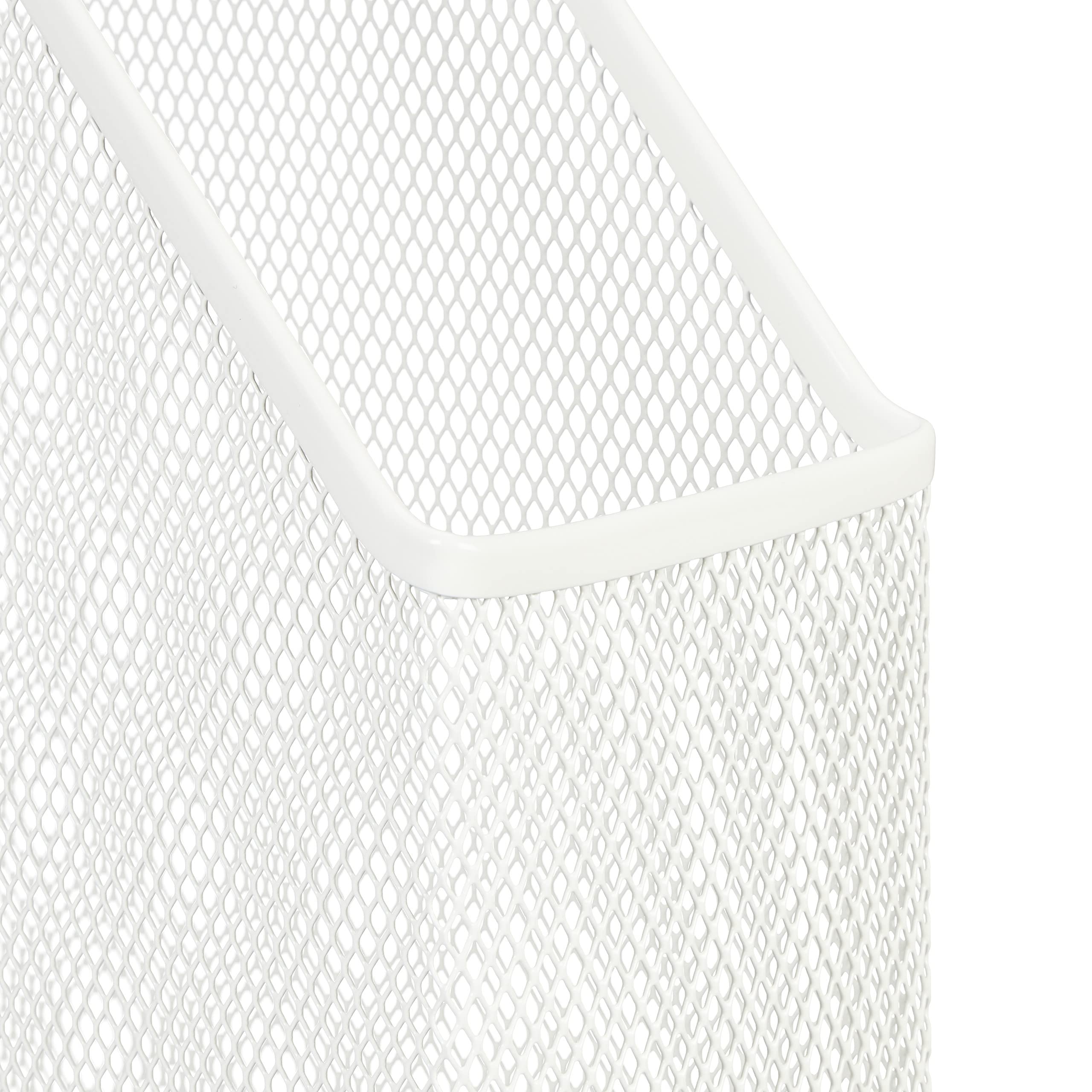 Relaxdays Archivador de Metal, DIN A4, 31,5x7x25 cm, Organizador de Pie Resistente, Diseño Malla, para Oficina, Blanco