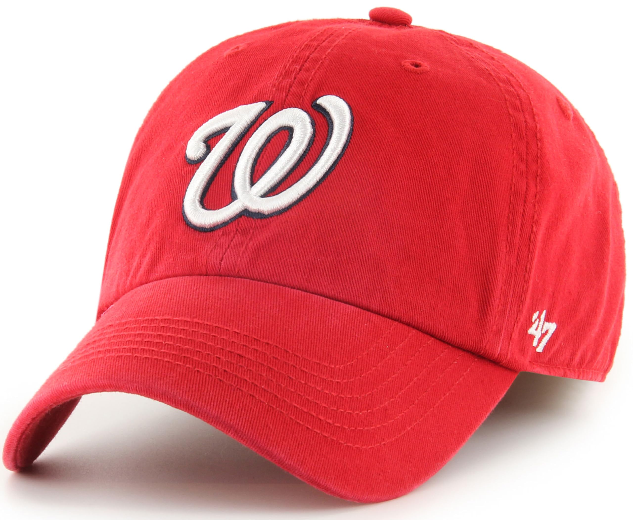 47 MLB Team Color Primary Logo Franchise Fitted Baseball Hat Cap, Unisex Adult, Washington Nationals - Red, M