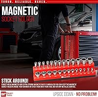 Vista 4 de Juego de 3 organizadores magnéticos de enchufes - Juego de 3 soportes magnéticos SAE rojo - 12 pulgada, 38 pulgadas y 14 pulgadas, con capacidad