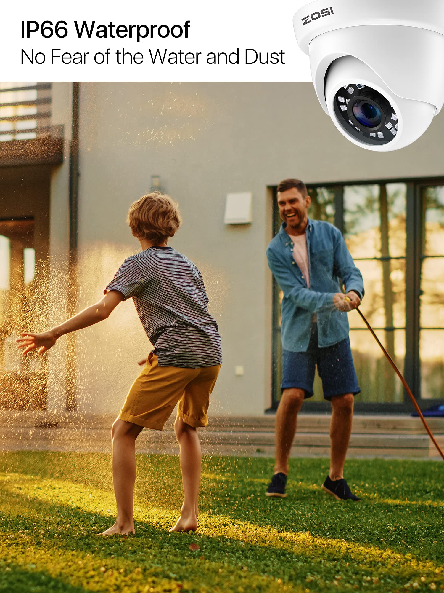 ZOSI 1080P Kit de Cámaras de Seguridad 8CH H.265+ Grabador DVR con (8) Cámara de Vigilancia Exterior, sin Disco Duro, 20m Visión Nocturna, Alarma de Movimiento, P2P