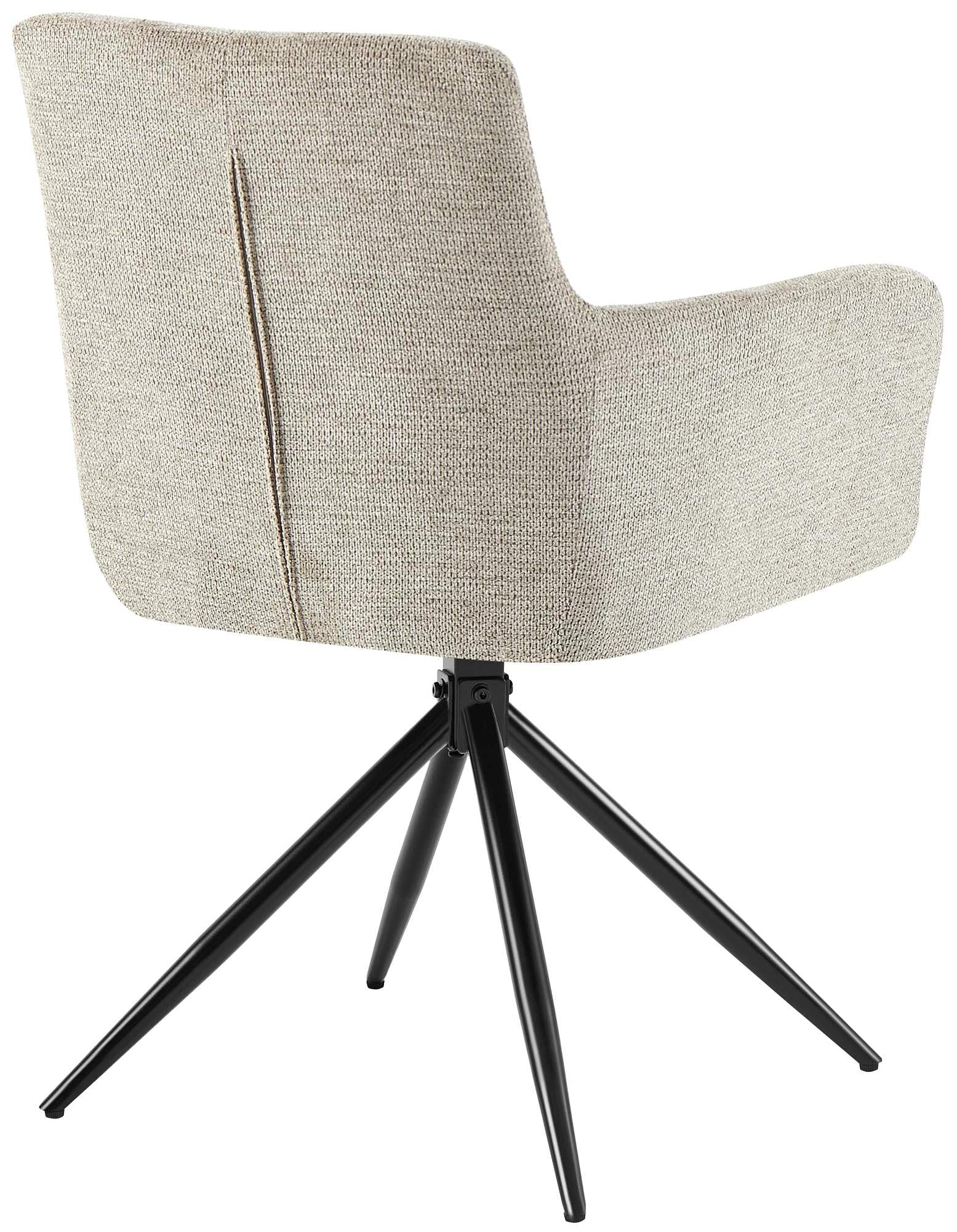 CLP Esszimmerstühle 2er Set, Sessel Jonah drehbar mit Armlehnen, Moderne Drehstühle mit Stoff für Wohnzimmer, bis 150 kg belastbar | Farbe Taupe
