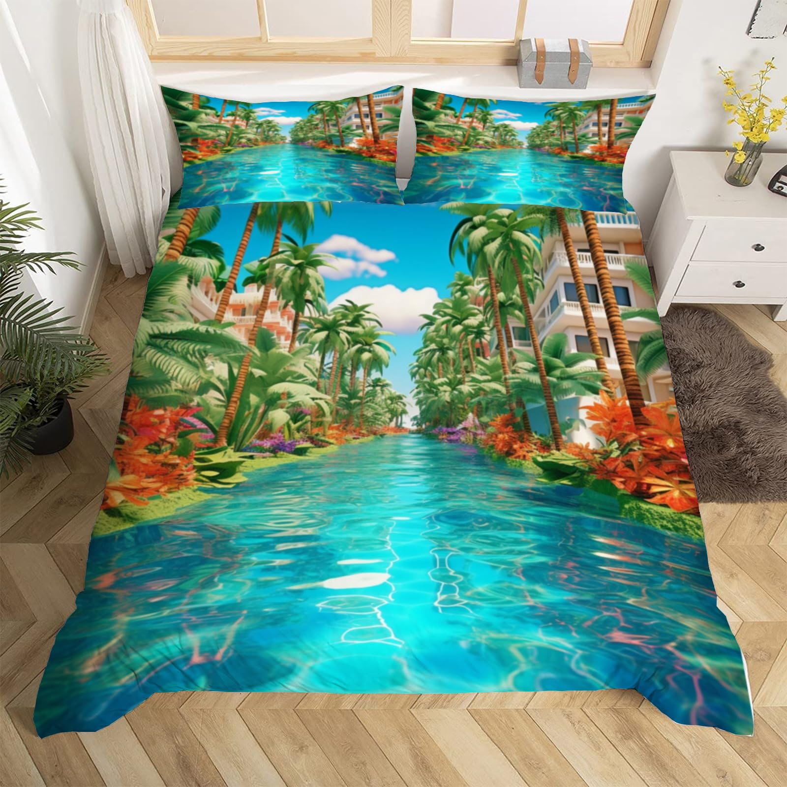 Housse de couette 240x260 turbulence de la forêt 3D parure lit microfibre 2 personnes