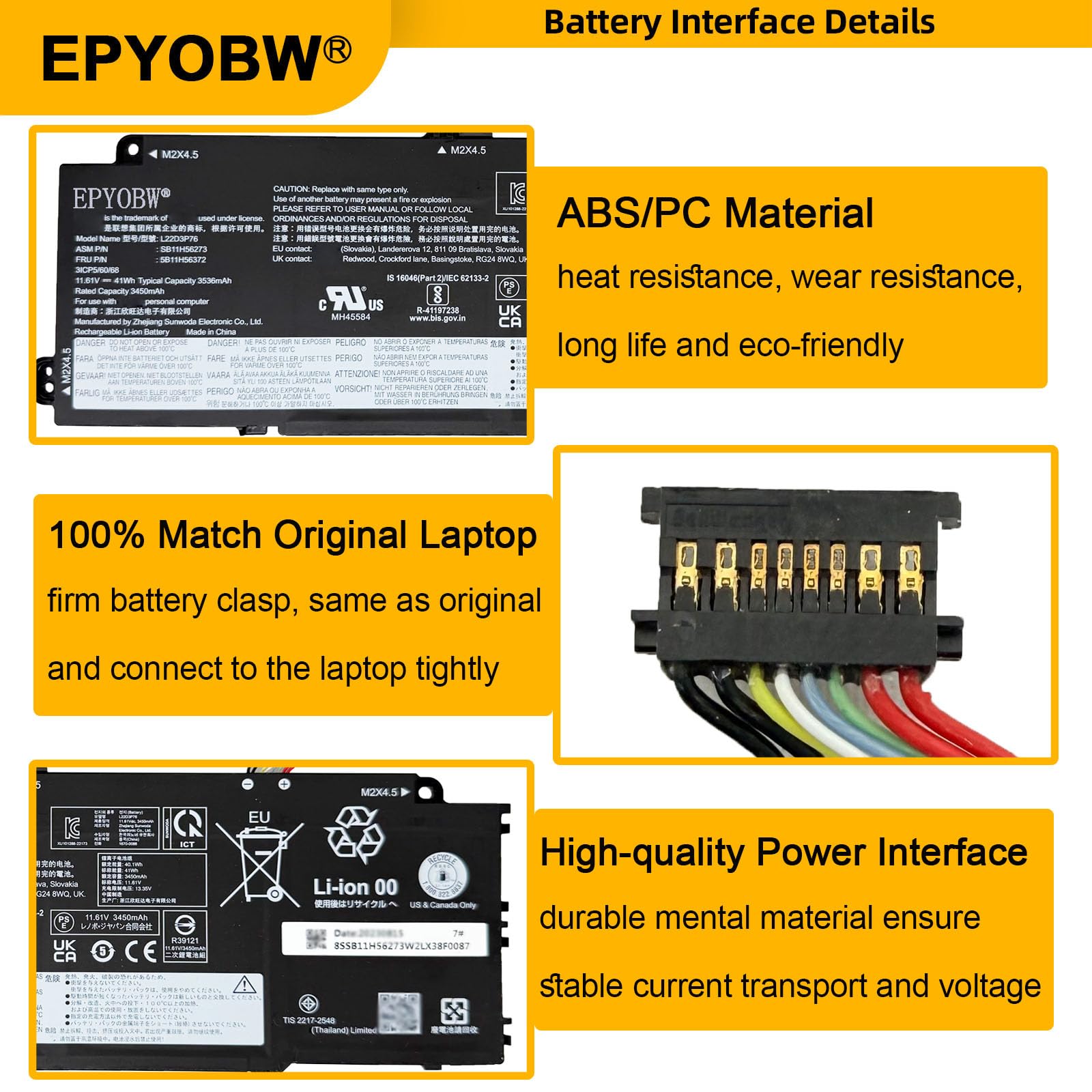 Amazon.com: EPYOBW L22D3P76 Laptop Battery 41Wh Compatible with