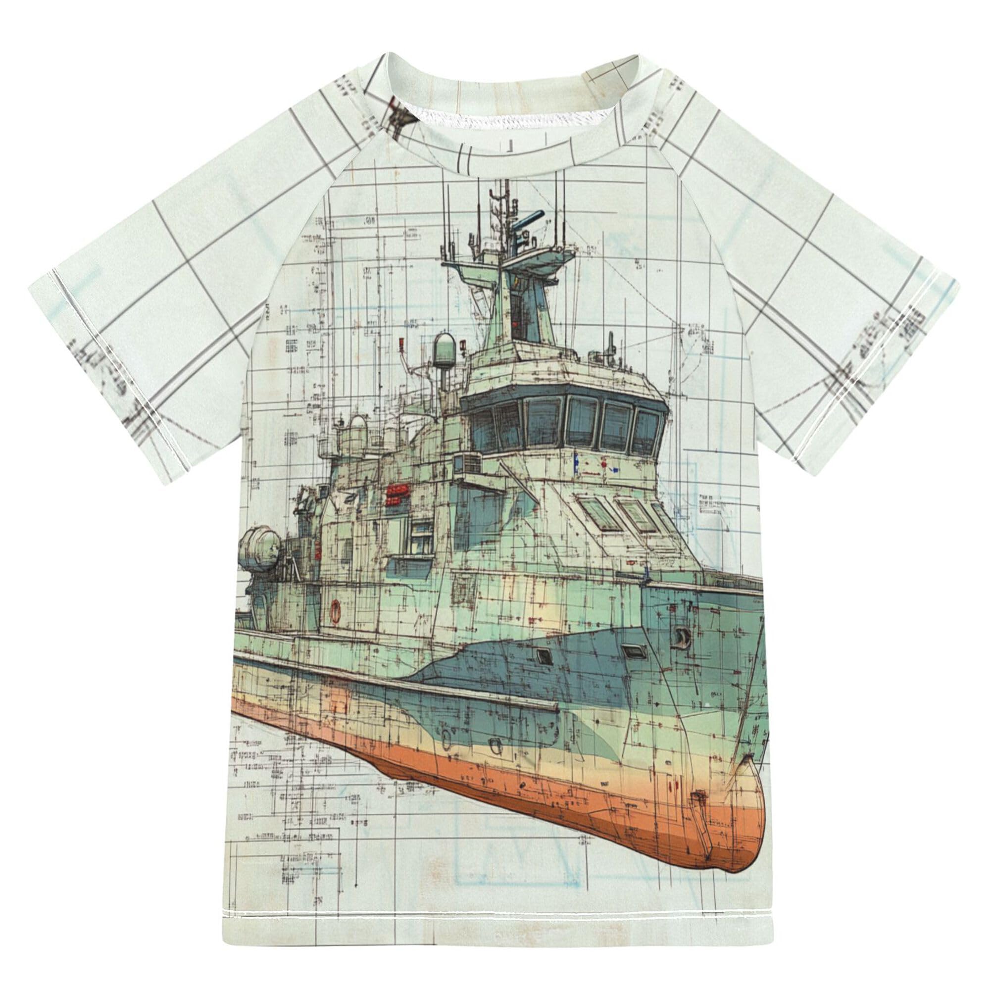 Naval Vessels on Desert Road Bathing Suit Girls UV Protection Baseball Shirts Swimwear Beach Tops 3T
