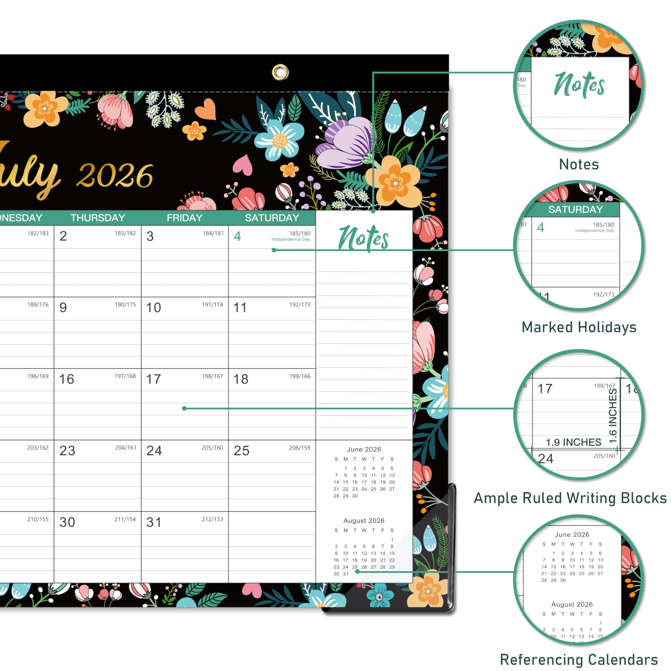 Desk Calendar 2024-2024 Desk Calendar, 12 Mensual Desk/Calendario de pared, Ene. 2024 - Dic 2024, 16.8" x 12", Calendario de escritorio con papel grueso + protectores de esquina + bloques grandes