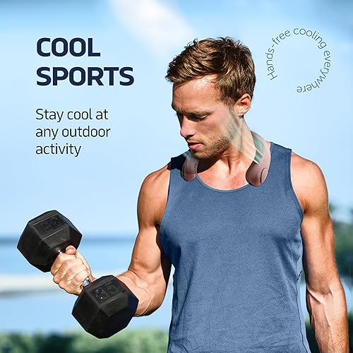 Miniatura 5 de Ventilador de cuello portátil, 3 velocidades, recargable, sin aspas, color rosa, cómodo, ligero, ventilador de cuello personal para mujeres y