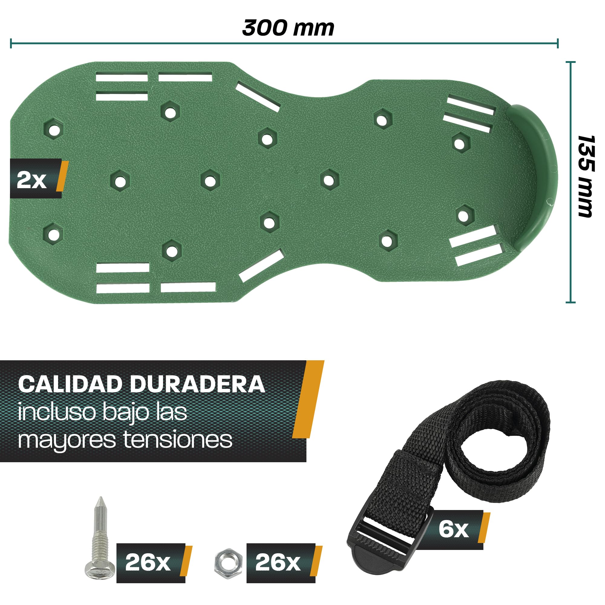 Hinrichs Zapatos Aireador para Cesped - 2 Zapatos de Aireador de Cesped Suela de 30 x 13,3 cm y Púas de 25 mm; Zapatos de Aireador Jardin de Tamaño Ajustable - Aireador Cesped Rodillo