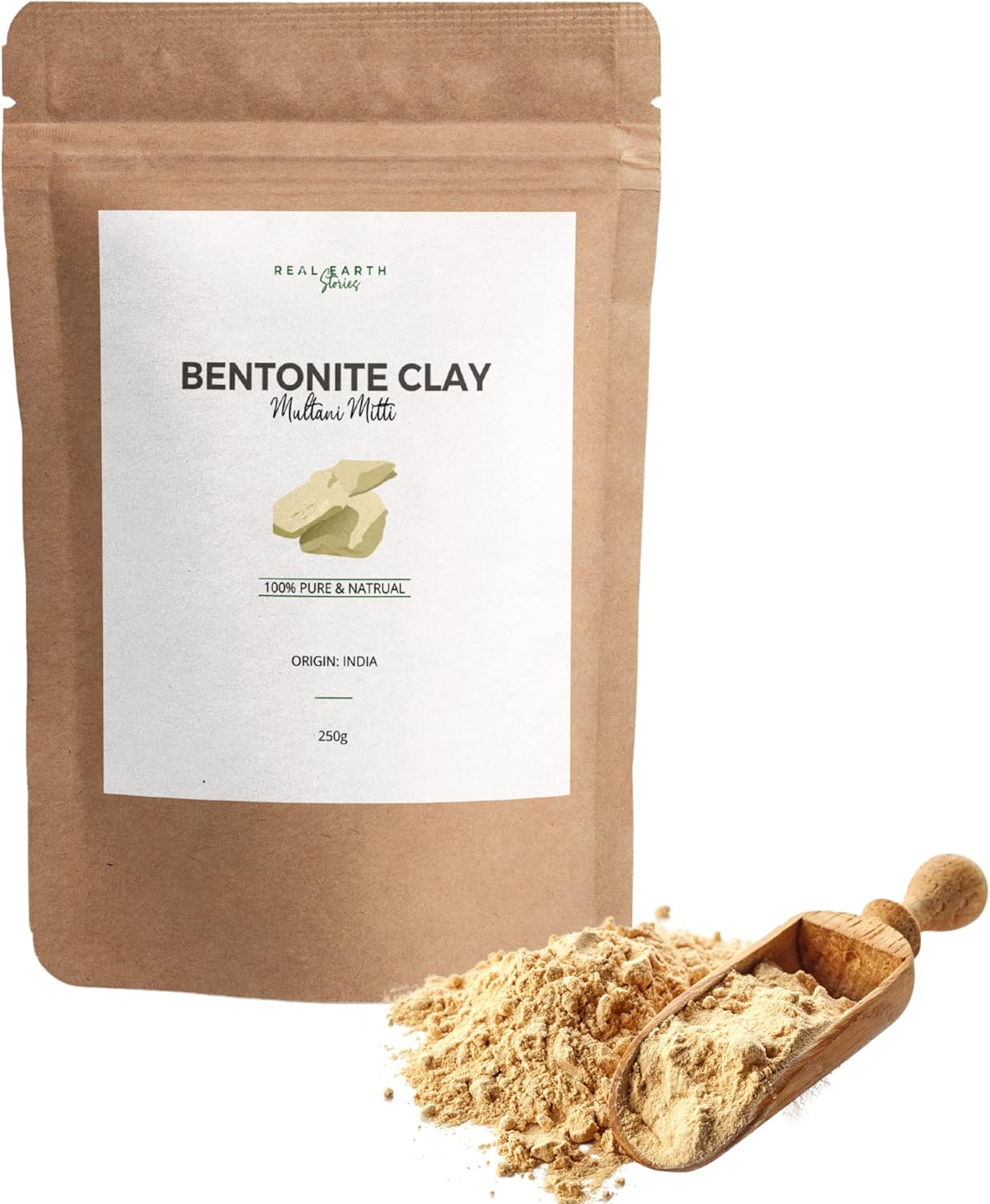 Multani Mitti - Bentonite Clay - Indian Healing Clay 250grams - Arcilla Bentonita - Mascarillas para la cara pack