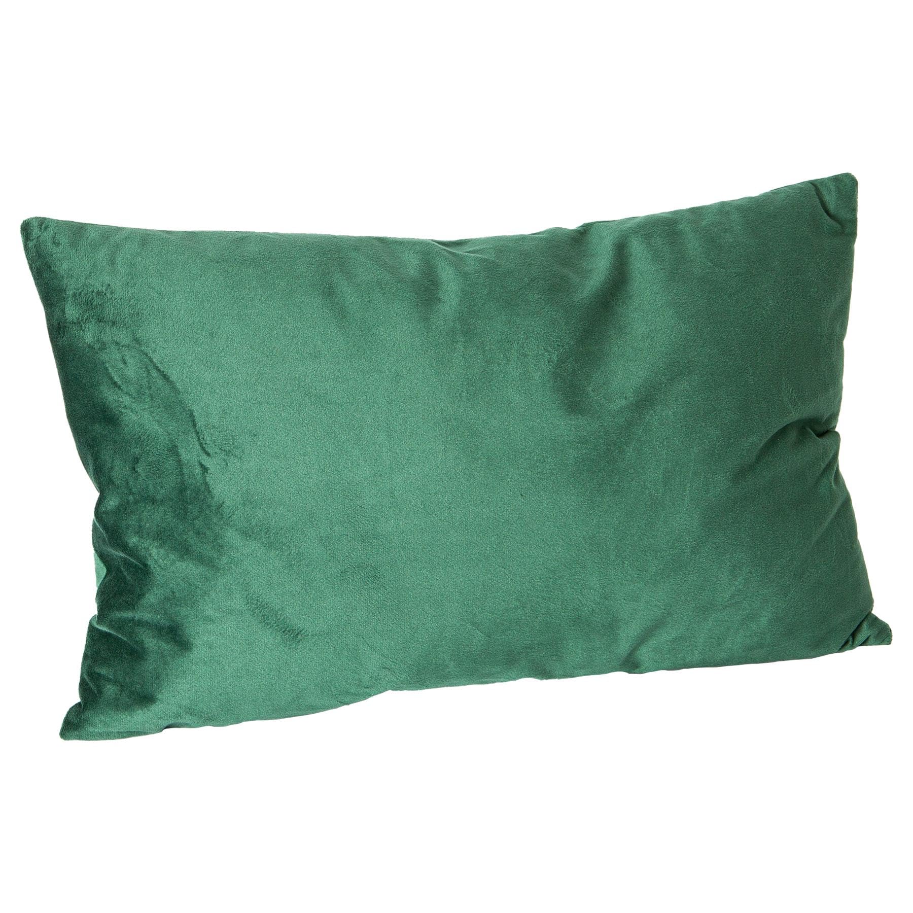 Nicola Spring Rectangle Velvet Pillow - Green - Pack of 1-60cm x 40cm - Soft Filled Decorative Throw Pillow Scatter Cushion with Pillowcase Cover & Inserts for Bed, Sofa Chairs