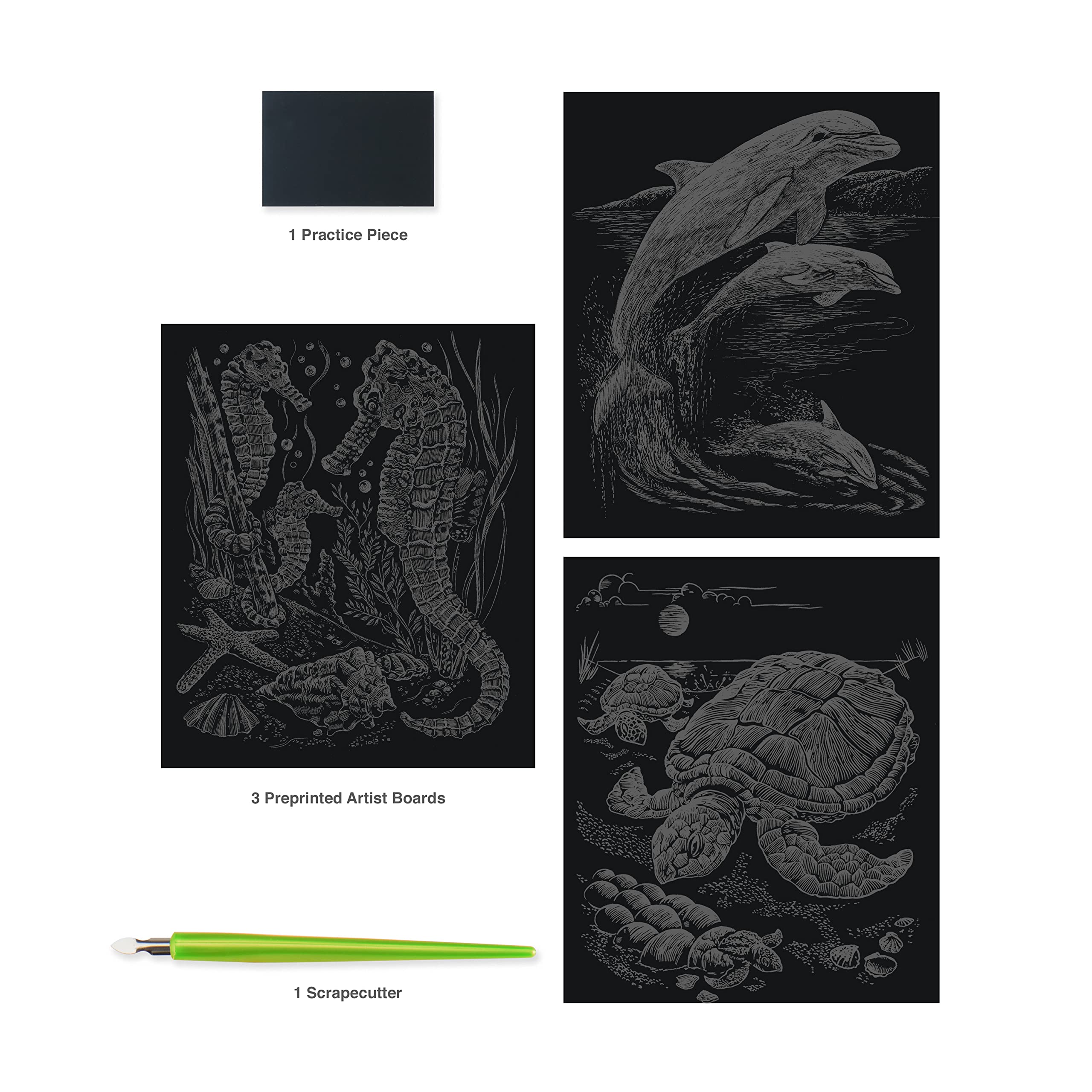 Royal & Langnickel Gravur-Kunstbuch – Nordamerikanische Tierwelt, Mit Schabwerkzeug & 12 Designs
