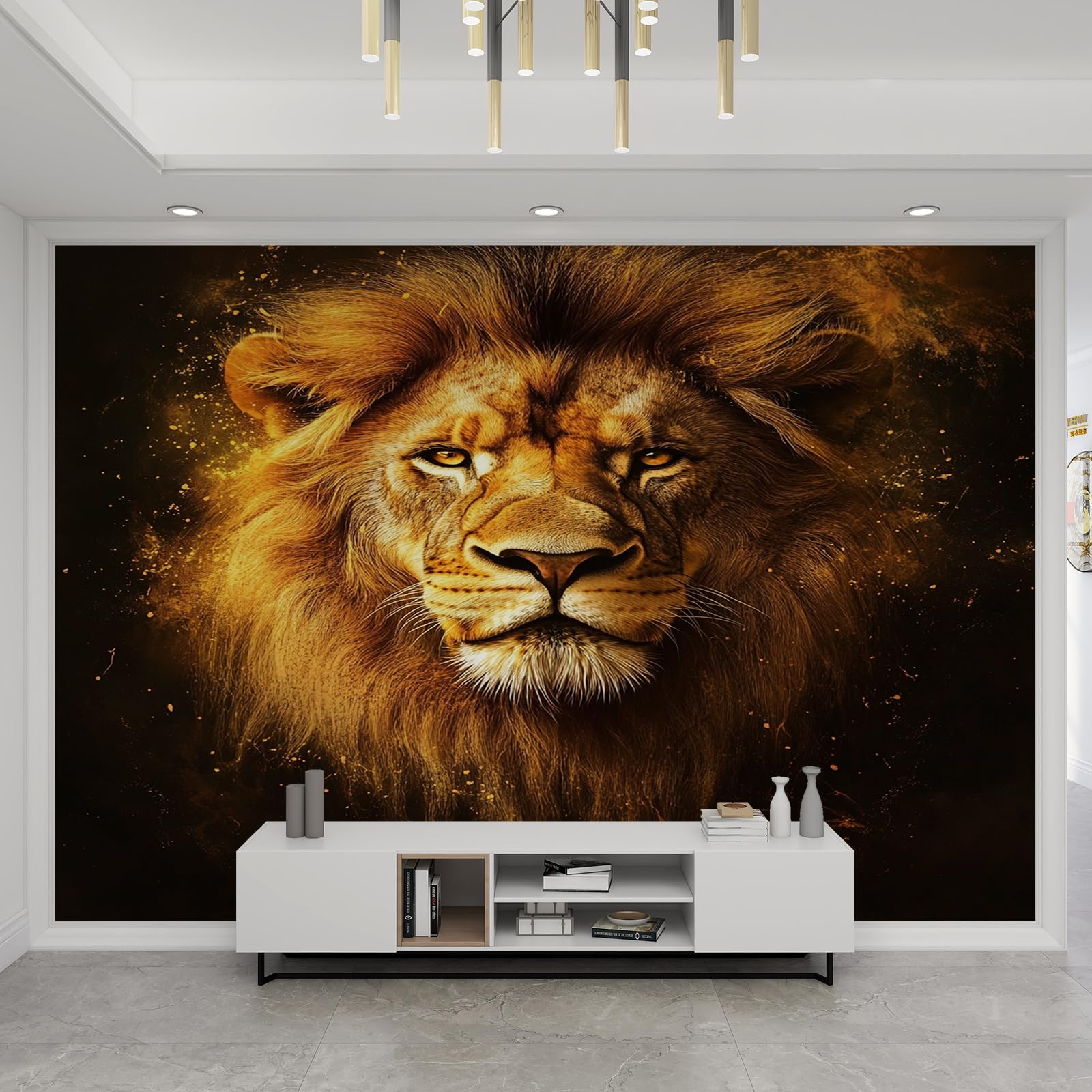 Papier peint lion africain pour grand format décoration murale salon et bureau