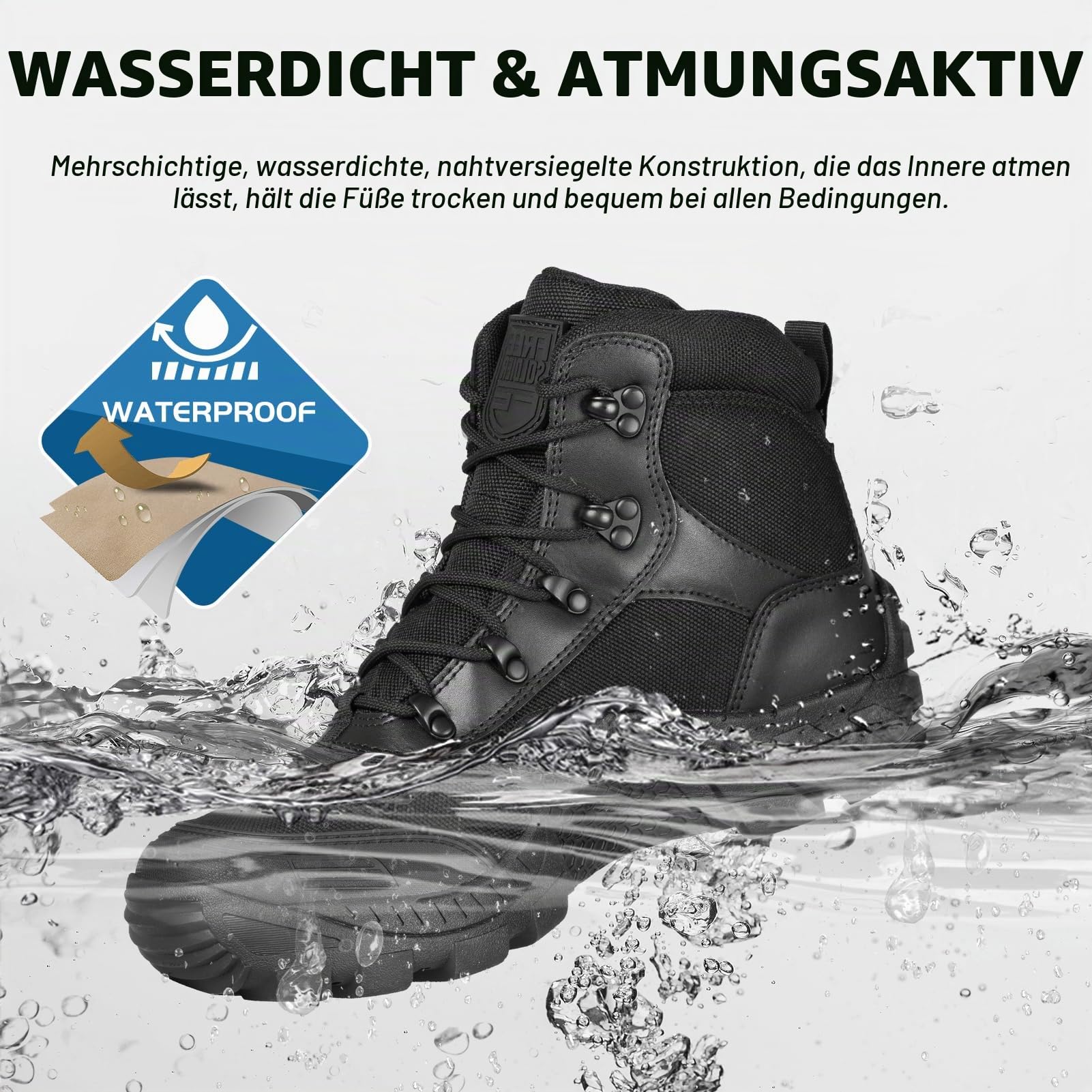 FREE SOLDIER Bequeme leichte Stiefel Herren Wanderstiefel Outdoor Boots Männer Wanderschuhe zum Trekking, Arbeiten, Training