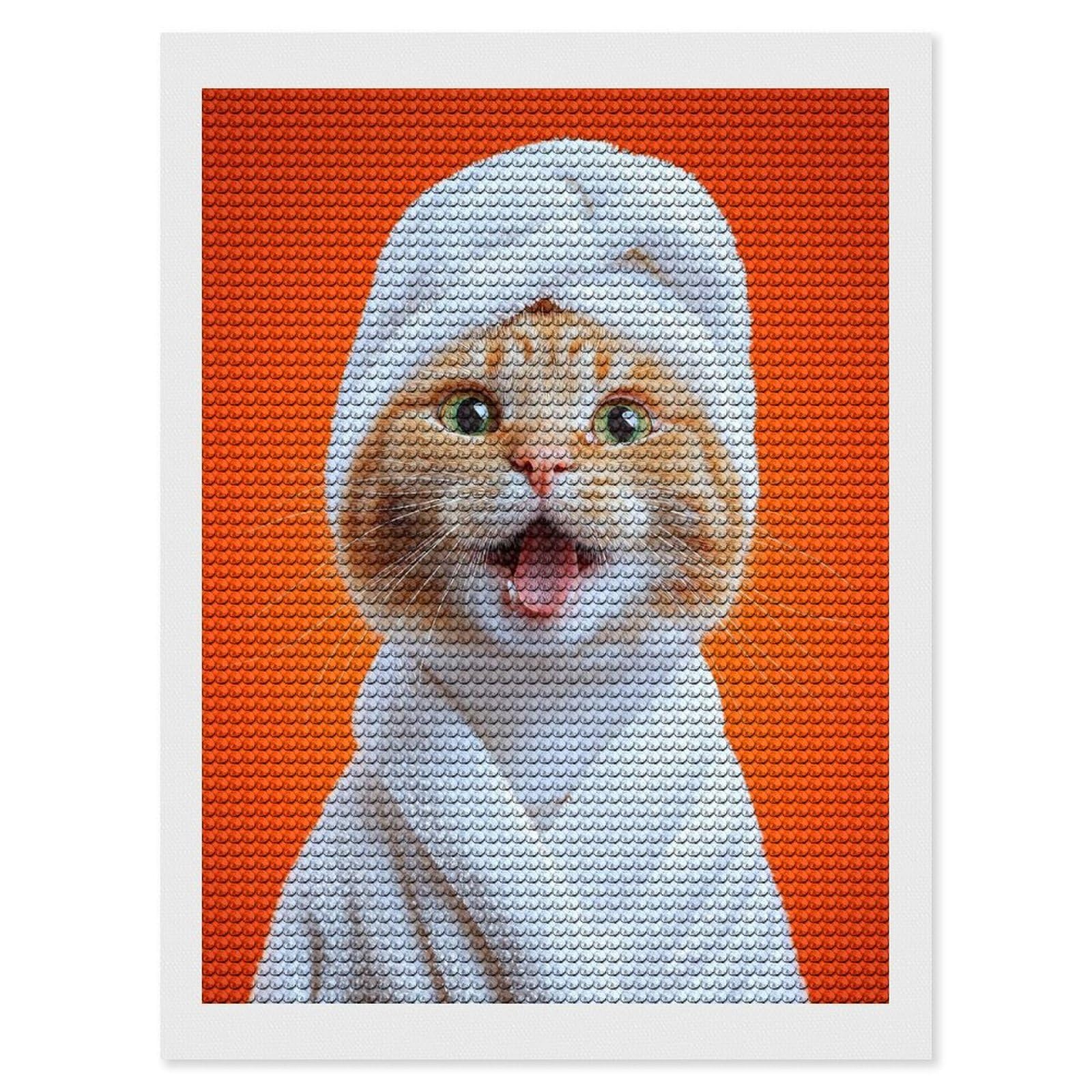 Junmoney Cat in Spa Towel and Robe Diamond Painting Canvas Set 12"x16", for Beginners, Complete Accessories, Christmas Gift, Modern Decor