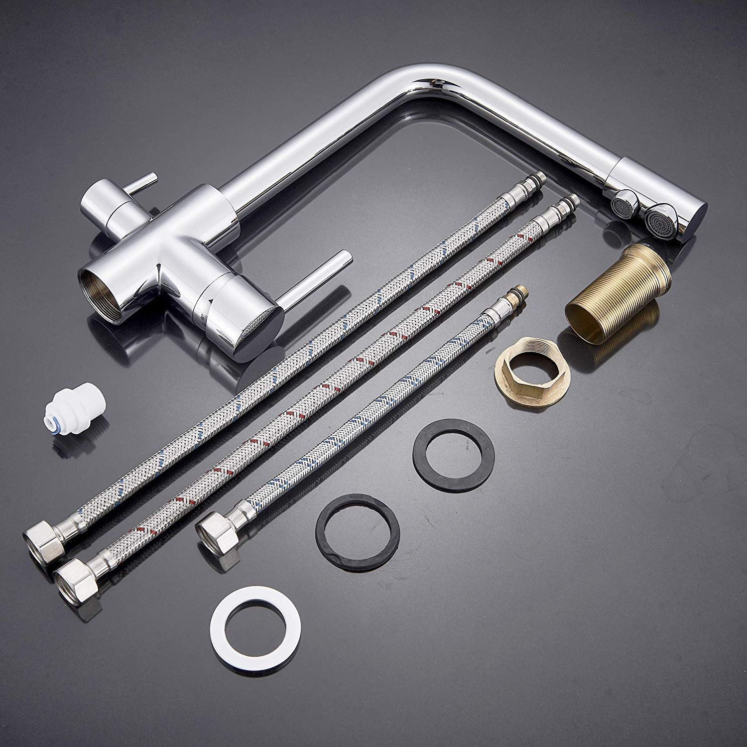 ALTON 3-in-1 Brass Kitchen Faucet with Water Filter -6
