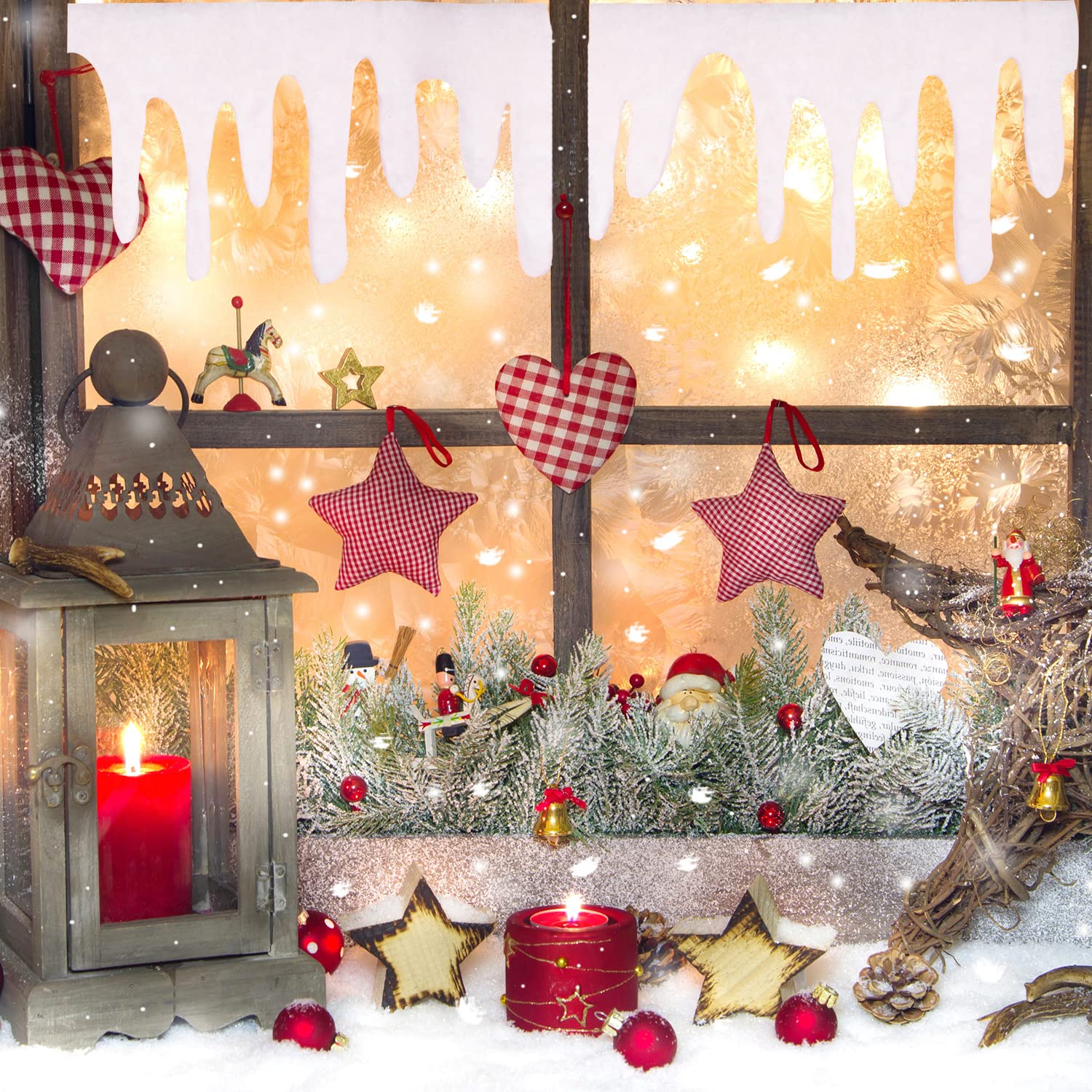 Christmas House Felt Icicle Fringe With Glitter – 48 Inch Decorative Trim (Qty 1)