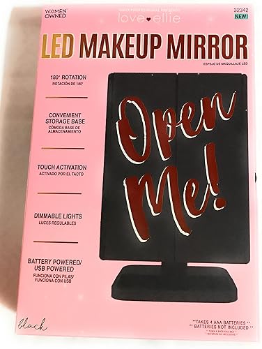 Espejo triple de maquillaje LED, negro (32342)