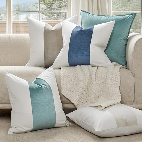 Miniatura 7 de EVERGRACE x Kinsey Walsh Signature - Juego de 2 fundas de almohada de algodón con panel de terciopelo, fundas de almohada decorativas de 20 x 20